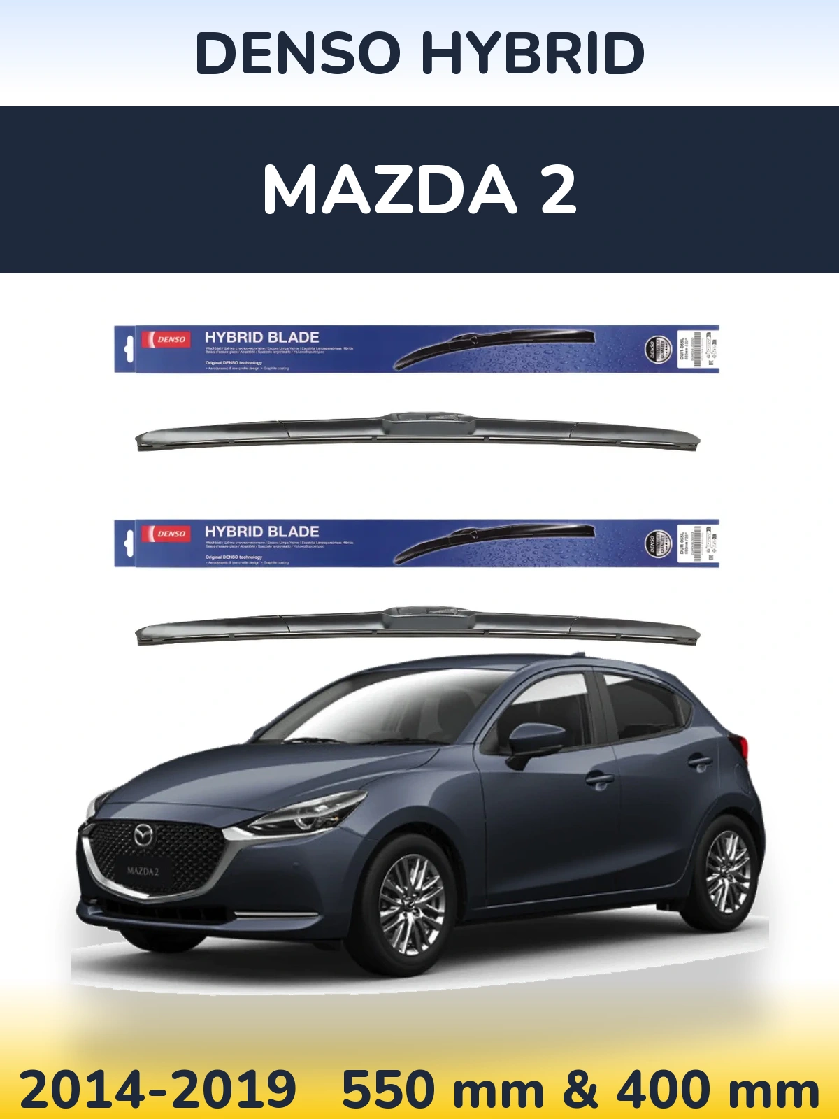 Komplet przednich wycieraczek Denso Hybrid 550 & 400 mm do Mazda 2 2014-2019
