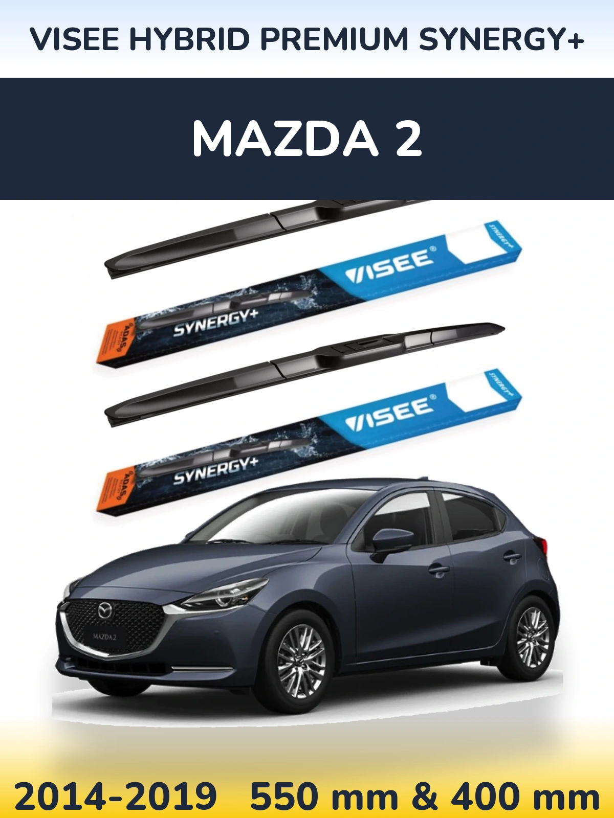 Комплект передних дворников VISEE HYBRID PREMIUM SYNERGY+ 550 & 400 мм для Mazda 2 2014-2019