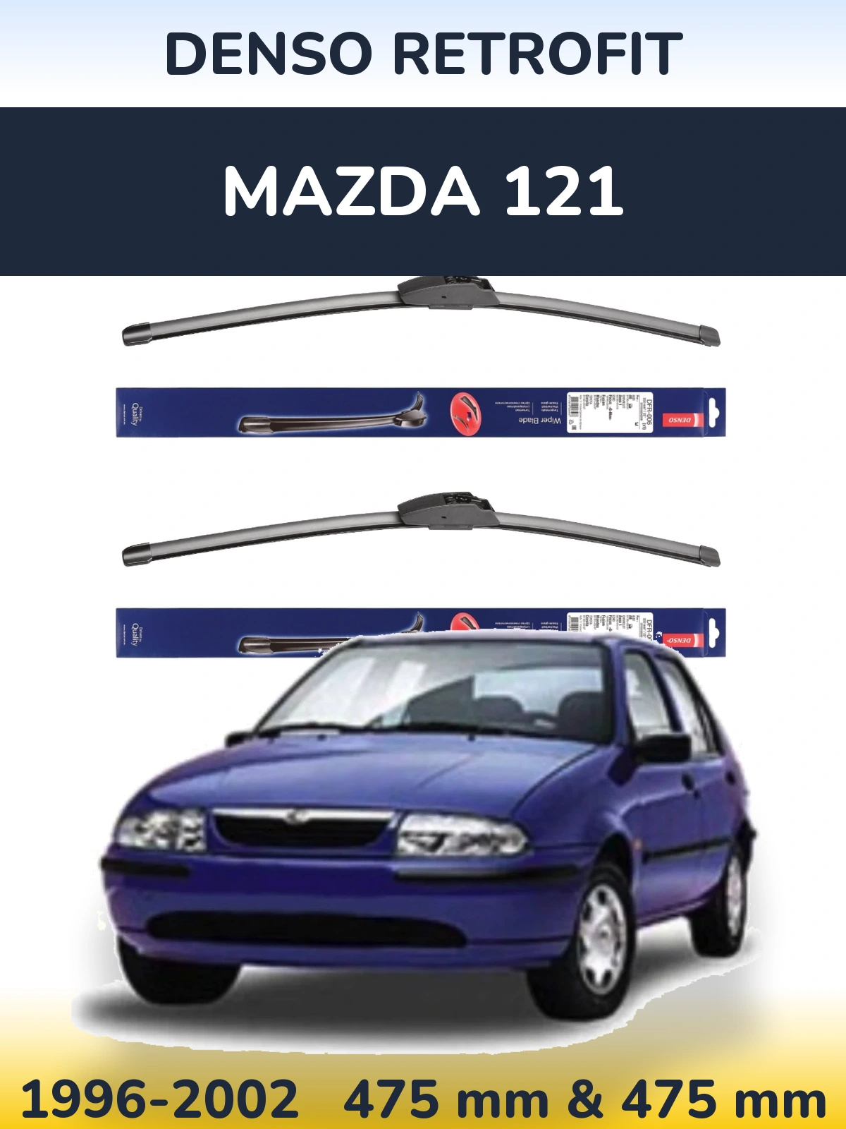 Комплект передних дворников Denso Retrofit 475 & 475 мм для Mazda 121 1996-2002