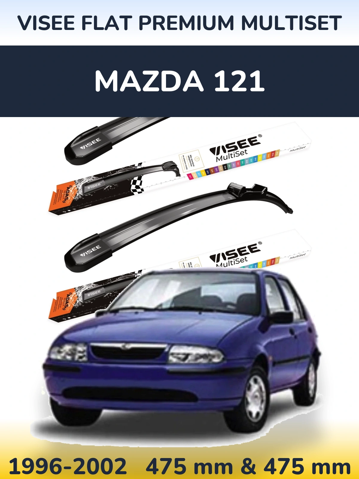 Комплект передних дворников VISEE FLAT PREMIUM MultiSet 475 & 475 мм для Mazda 121 1996-2002