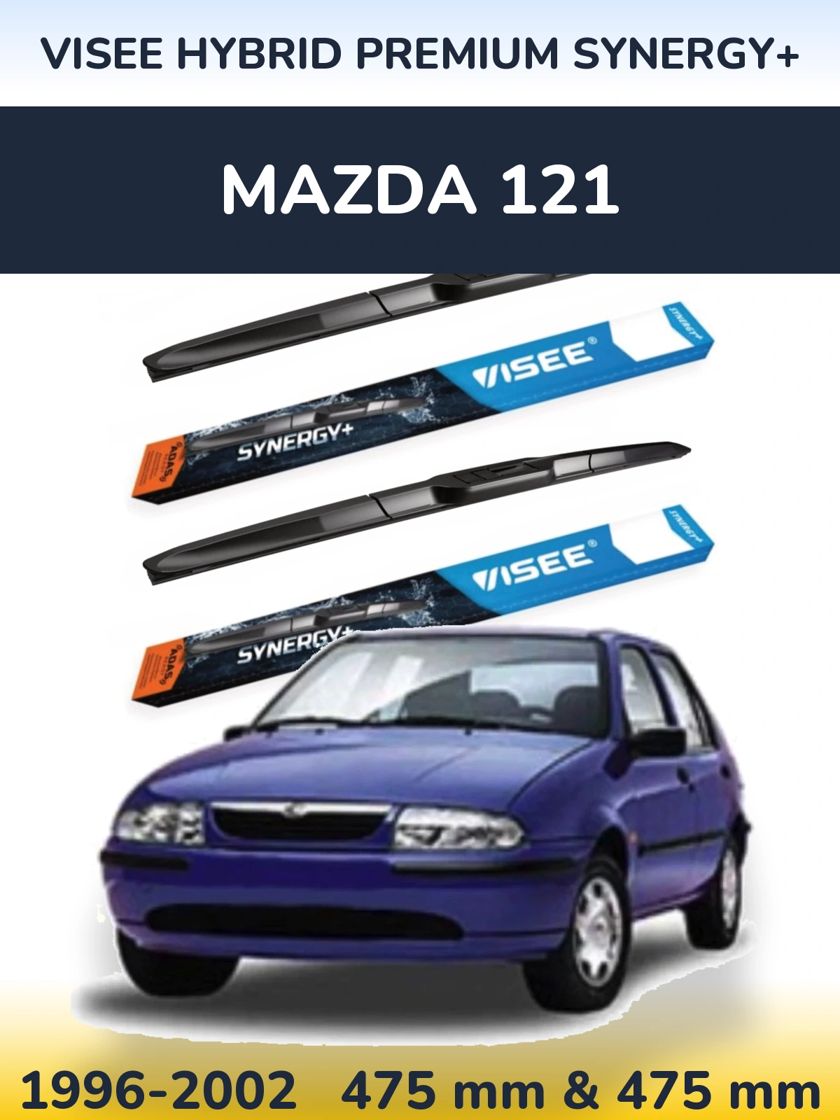 Комплект передних дворников VISEE HYBRID PREMIUM SYNERGY+ 475 & 475 мм для Mazda 121 1996-2002