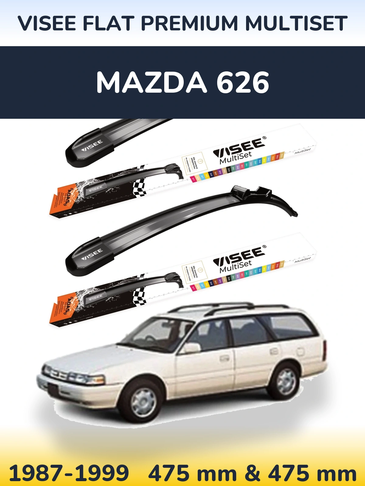 Комплект передних дворников VISEE FLAT PREMIUM MultiSet 475 & 475 мм для Mazda 626 1987-1999