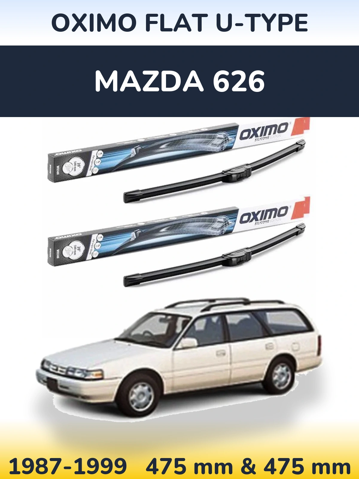 Komplet przednich wycieraczek Oximo Flat U-type 475 & 475 mm do Mazda 626 1987-1999