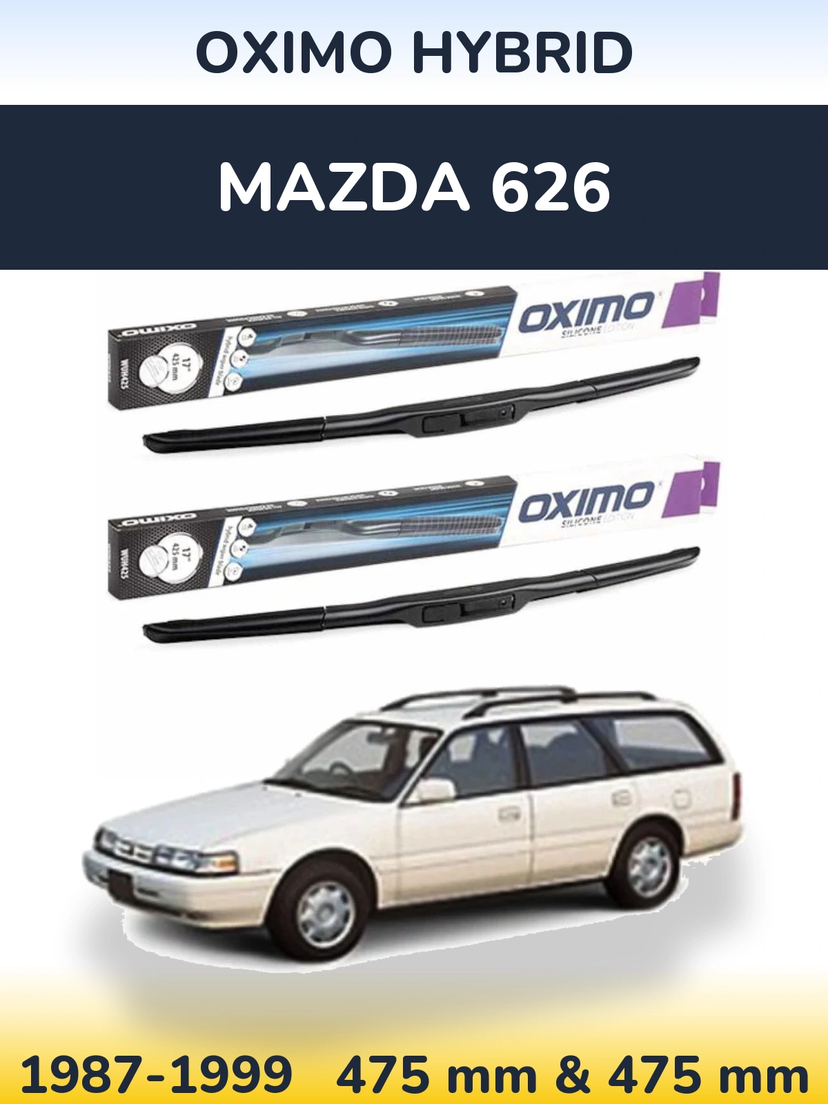 Комплект передних дворников Oximo Hybrid 475 & 475 мм для Mazda 626 1987-1999
