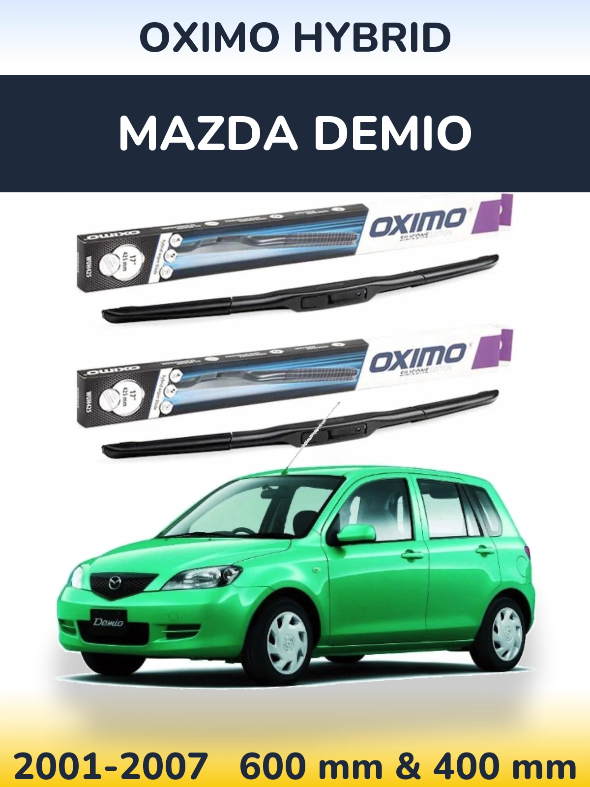 Komplet przednich wycieraczek Oximo Hybrid 600 & 400 mm do Mazda Demio 2001-2007