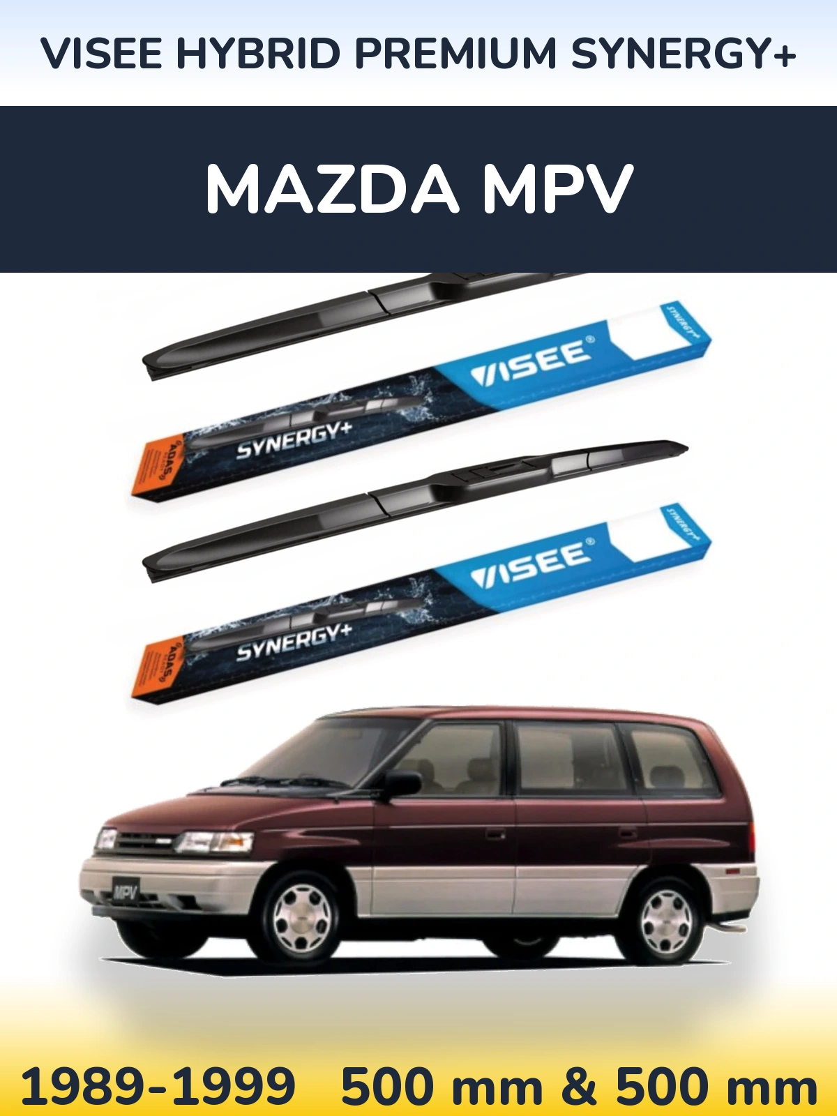 Комплект передних дворников VISEE HYBRID PREMIUM SYNERGY+ 500 & 500 мм для Mazda MPV 1989-1999