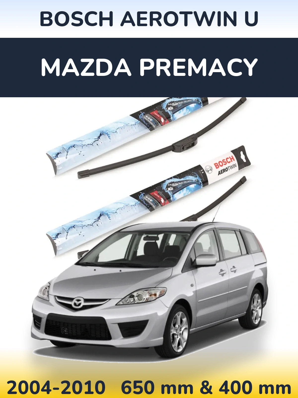 Komplet przednich wycieraczek BOSCH AeroTwin U 650 & 400 mm do Mazda Premacy 2004-2010
