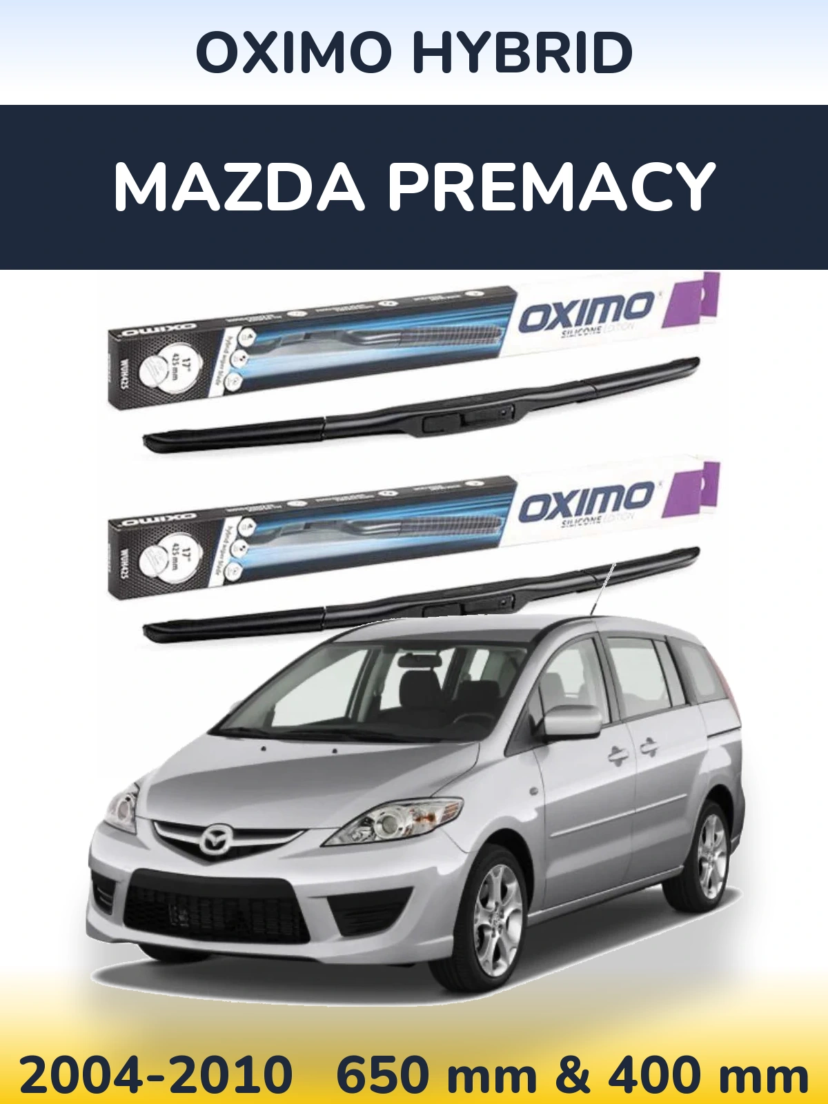 Komplet przednich wycieraczek Oximo Hybrid 650 & 400 mm do Mazda Premacy 2004-2010