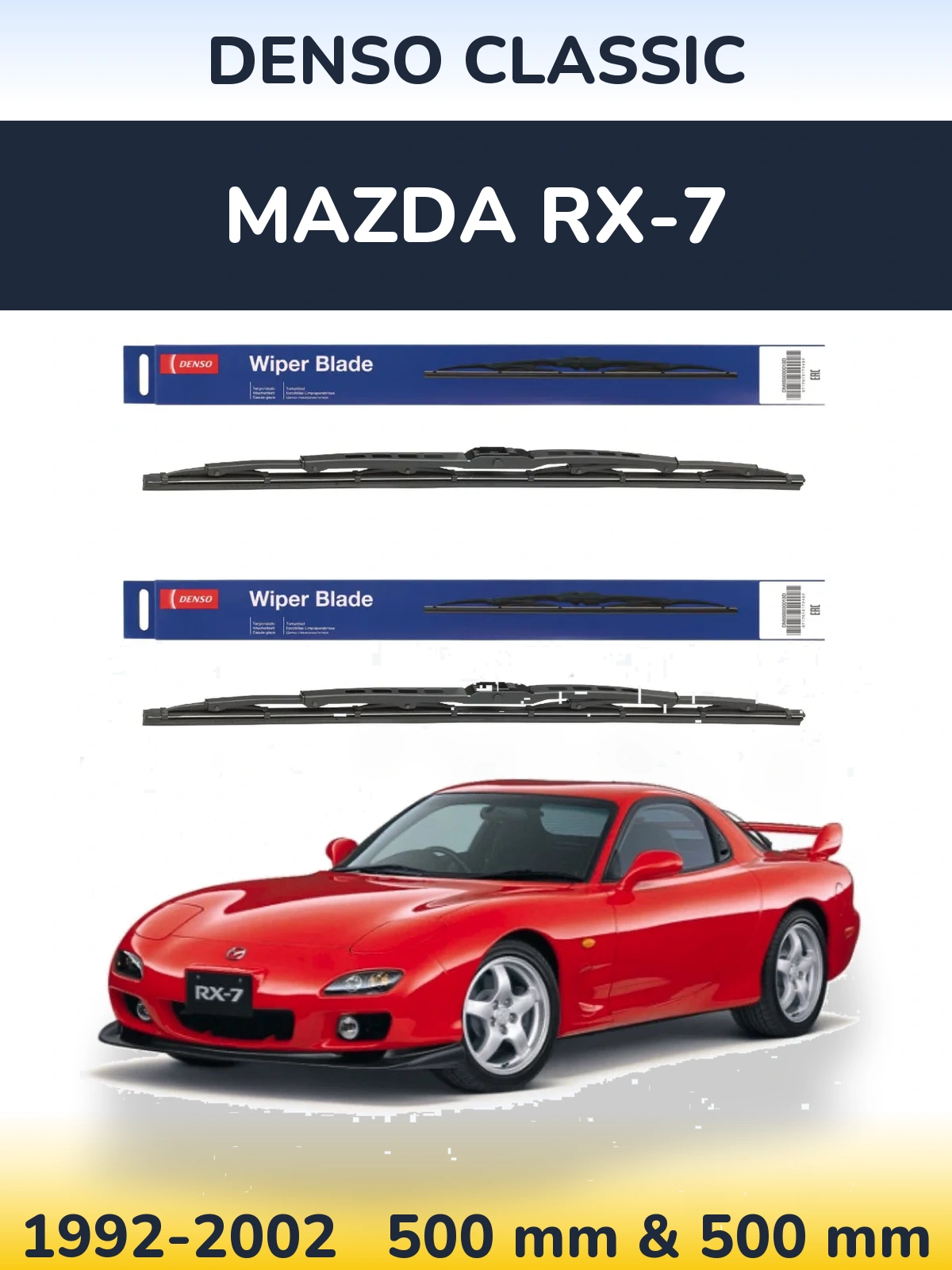 Komplet przednich wycieraczek Denso Classic 500 & 500 mm do Mazda RX-7 1992-2002