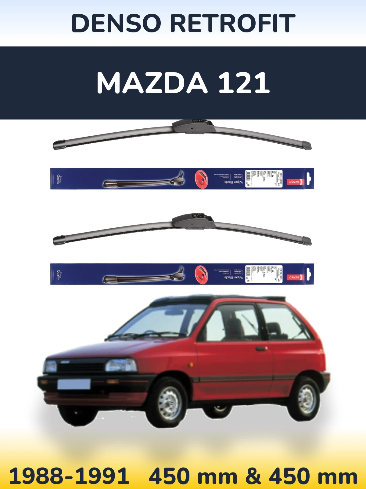 Комплект передних дворников Denso Retrofit 450 & 450 мм для Mazda 121 1988-1991