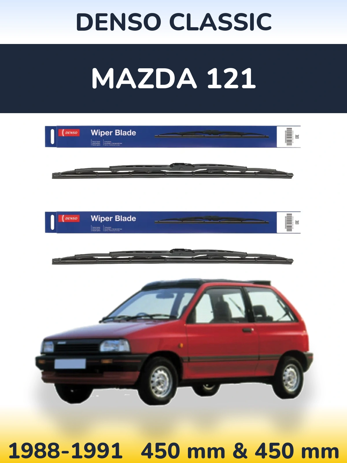 Komplet przednich wycieraczek Denso Classic 450 & 450 mm do Mazda 121 1988-1991