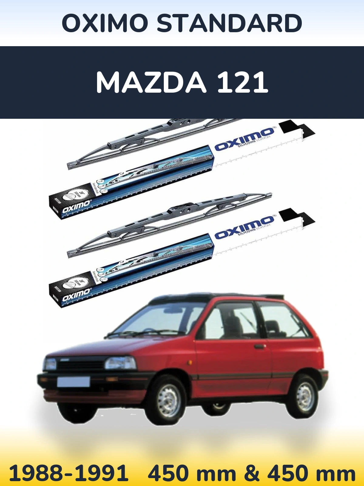 Komplet przednich wycieraczek Oximo Standard 450 & 450 mm do Mazda 121 1988-1991