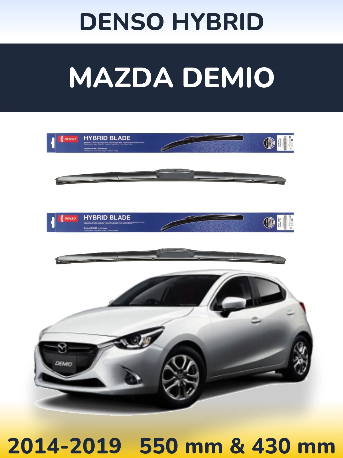 Komplet przednich wycieraczek Denso Hybrid 550 & 430 mm do Mazda Demio 2014-2019