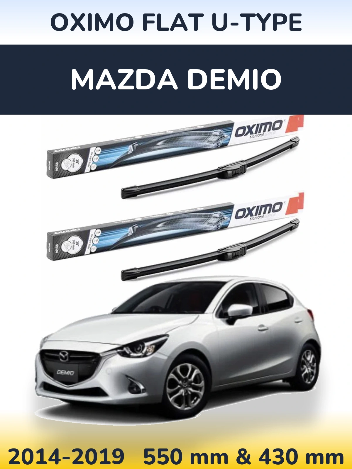 Komplet przednich wycieraczek Oximo Flat U-type 550 & 430 mm do Mazda Demio 2014-2019