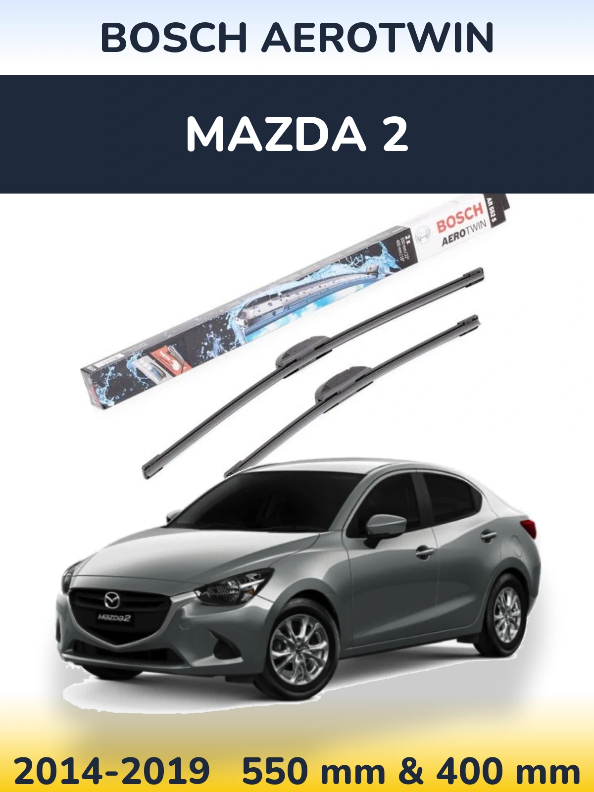 Комплект передних дворников BOSCH AeroTwin 550 & 400 мм для Mazda 2 2014-2019