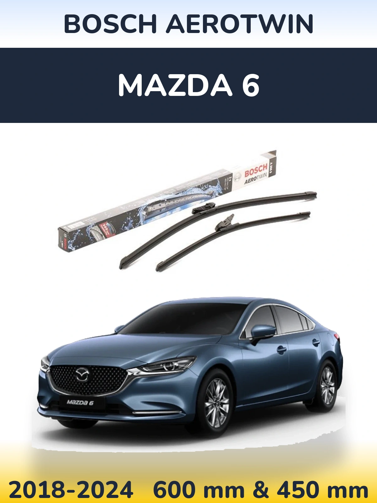 Komplet przednich wycieraczek BOSCH AeroTwin 600 & 450 mm do Mazda 6 2018-2024