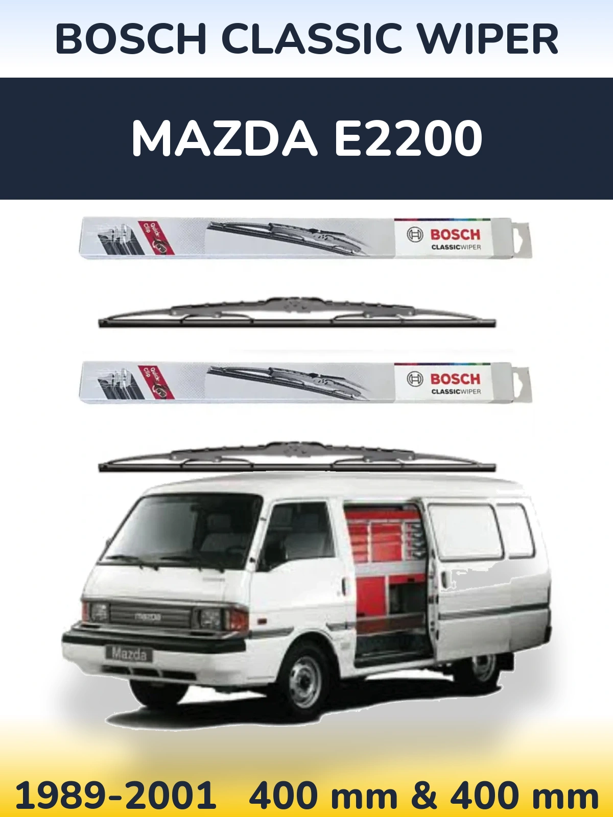Komplet przednich wycieraczek BOSCH Classic Wiper 400 & 400 mm do Mazda E2200 1989-2001