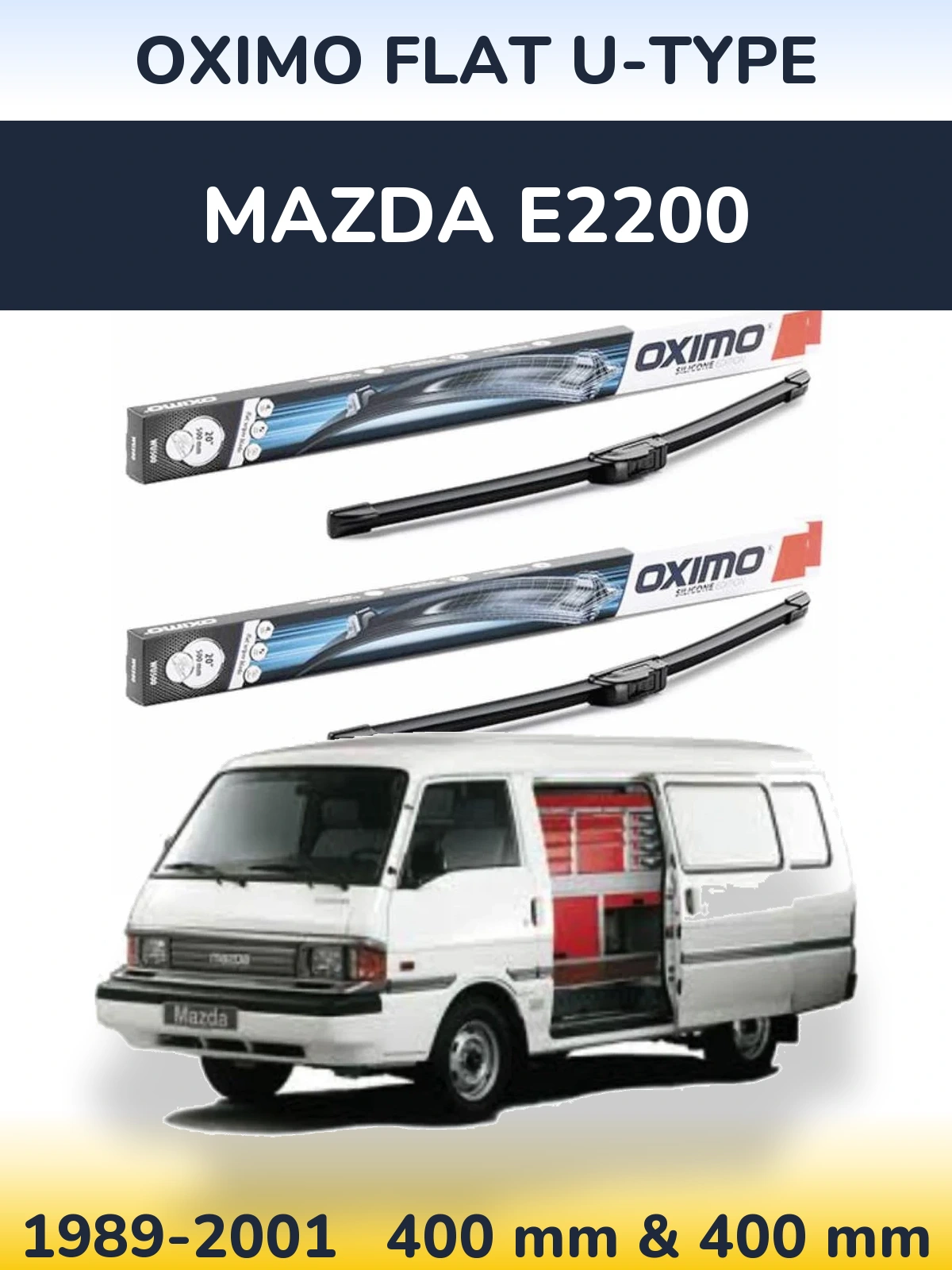 Komplet przednich wycieraczek Oximo Flat U-type 400 & 400 mm do Mazda E2200 1989-2001