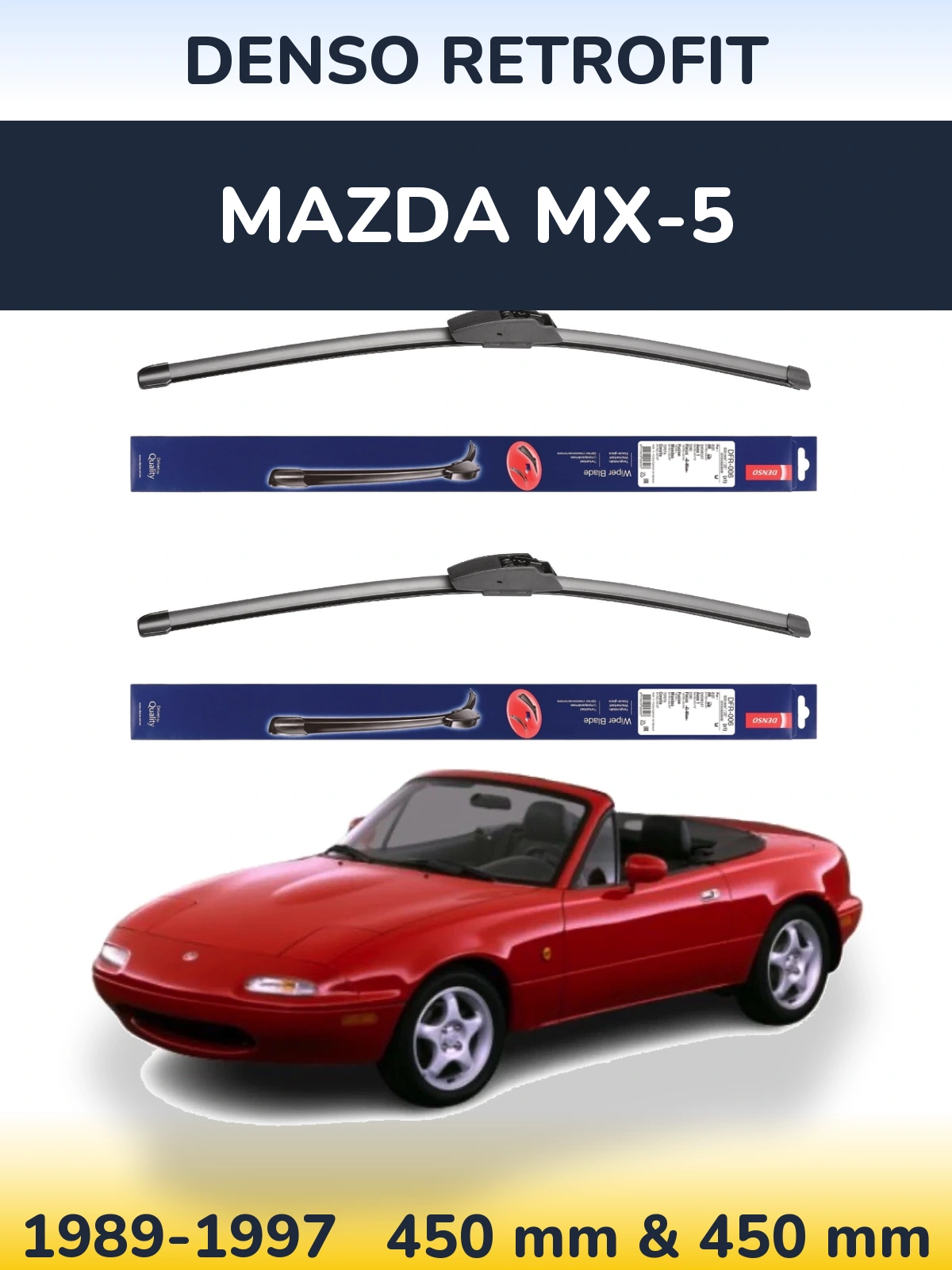 Комплект передних дворников Denso Retrofit 450 & 450 мм для Mazda MX-5 1989-1997