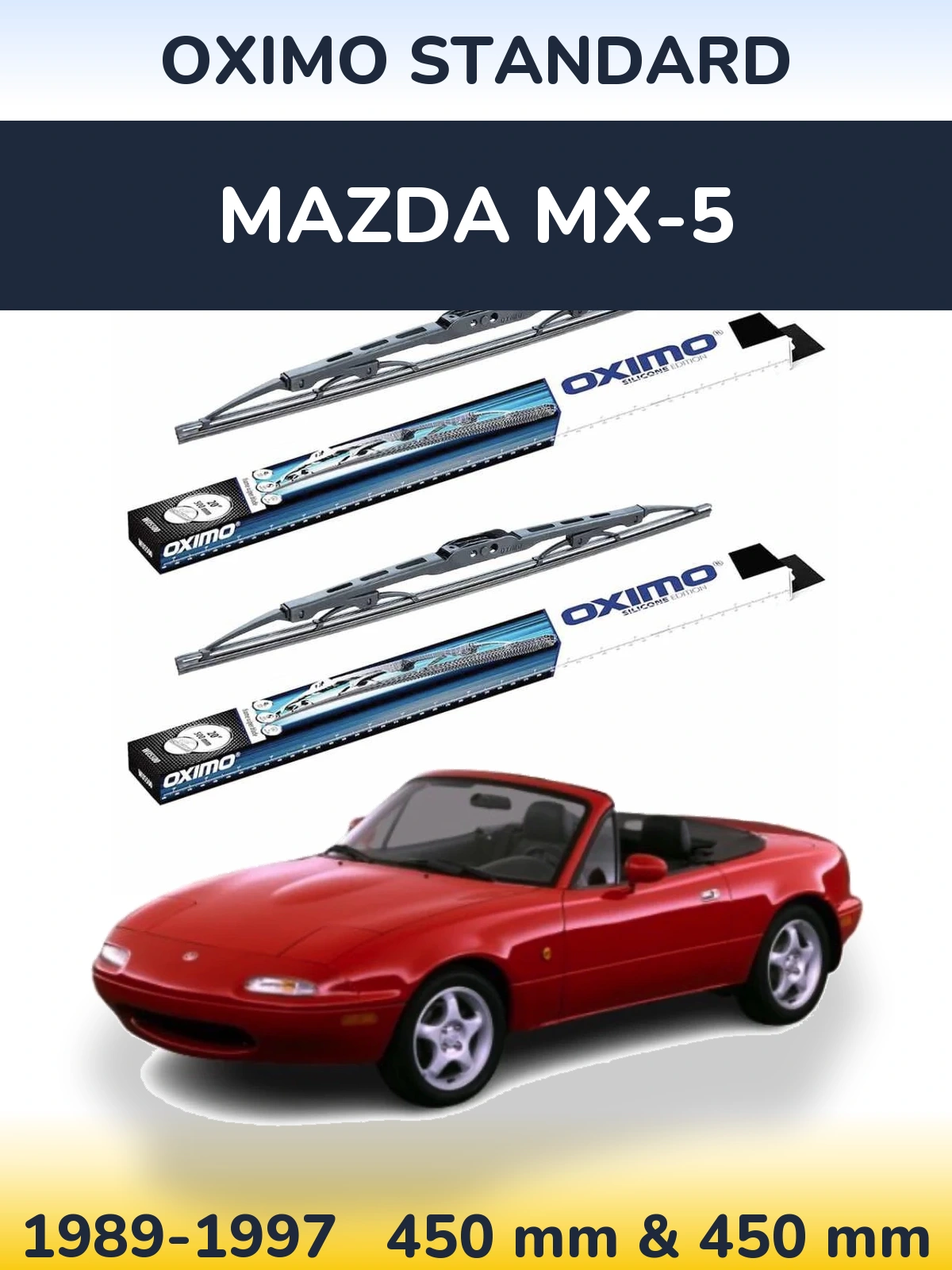 Комплект передних дворников Oximo Standard 450 & 450 мм для Mazda MX-5 1989-1997