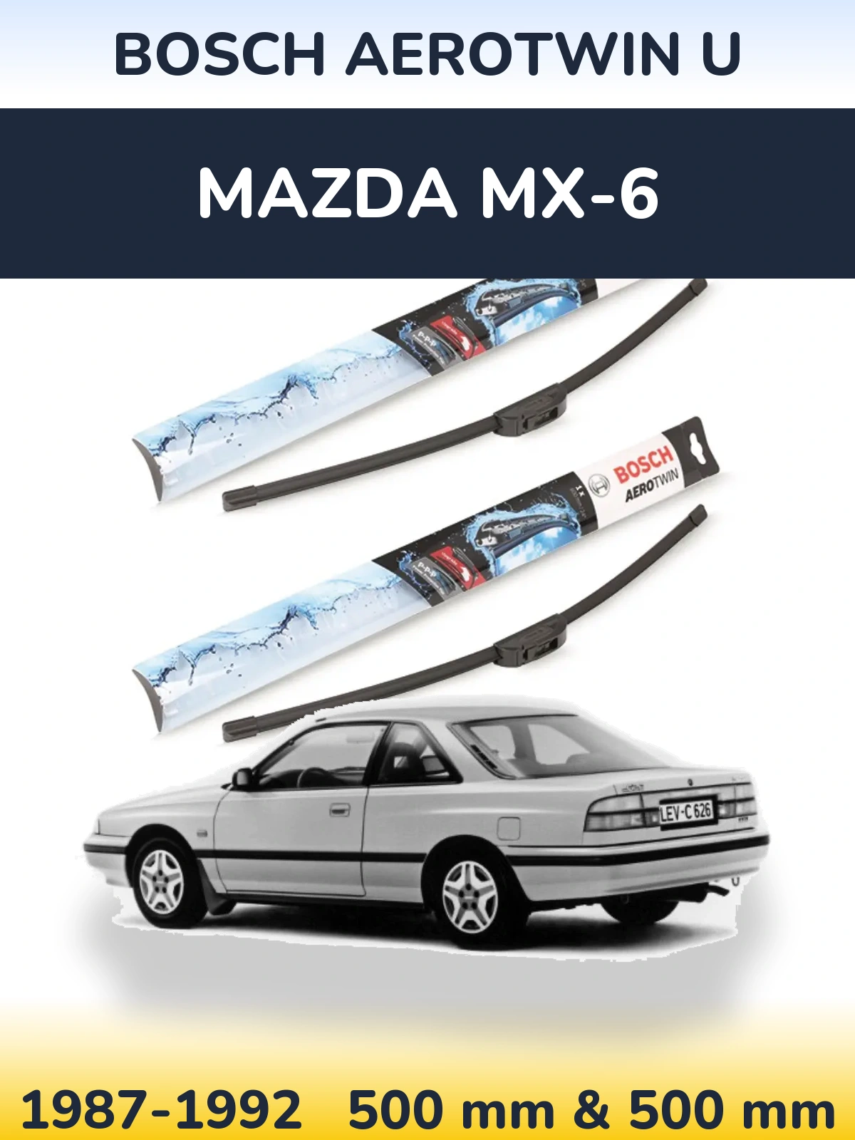 Komplet przednich wycieraczek BOSCH AeroTwin U 500 & 500 mm do Mazda MX-6 1987-1992