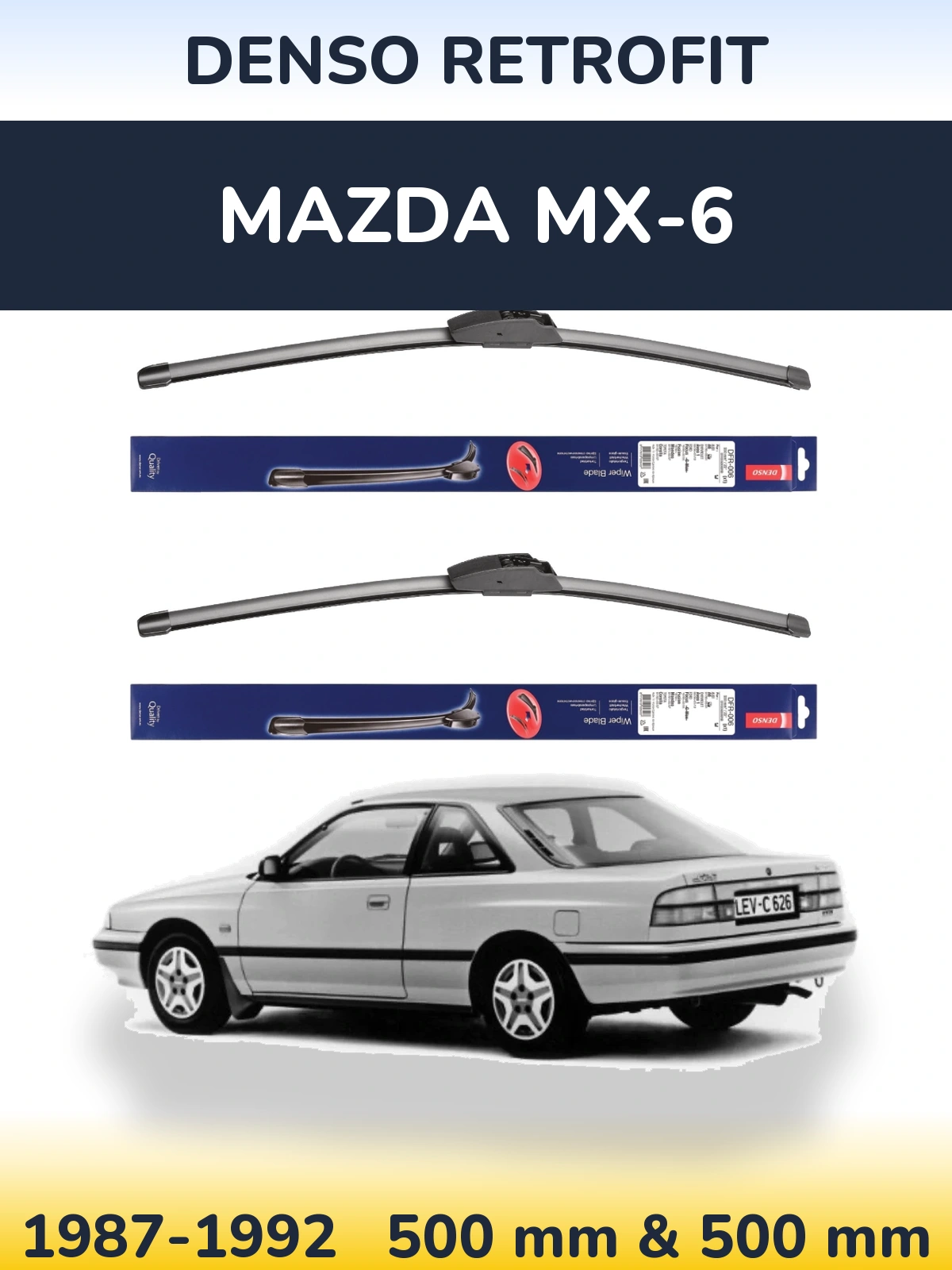 Komplet przednich wycieraczek Denso Retrofit 500 & 500 mm do Mazda MX-6 1987-1992
