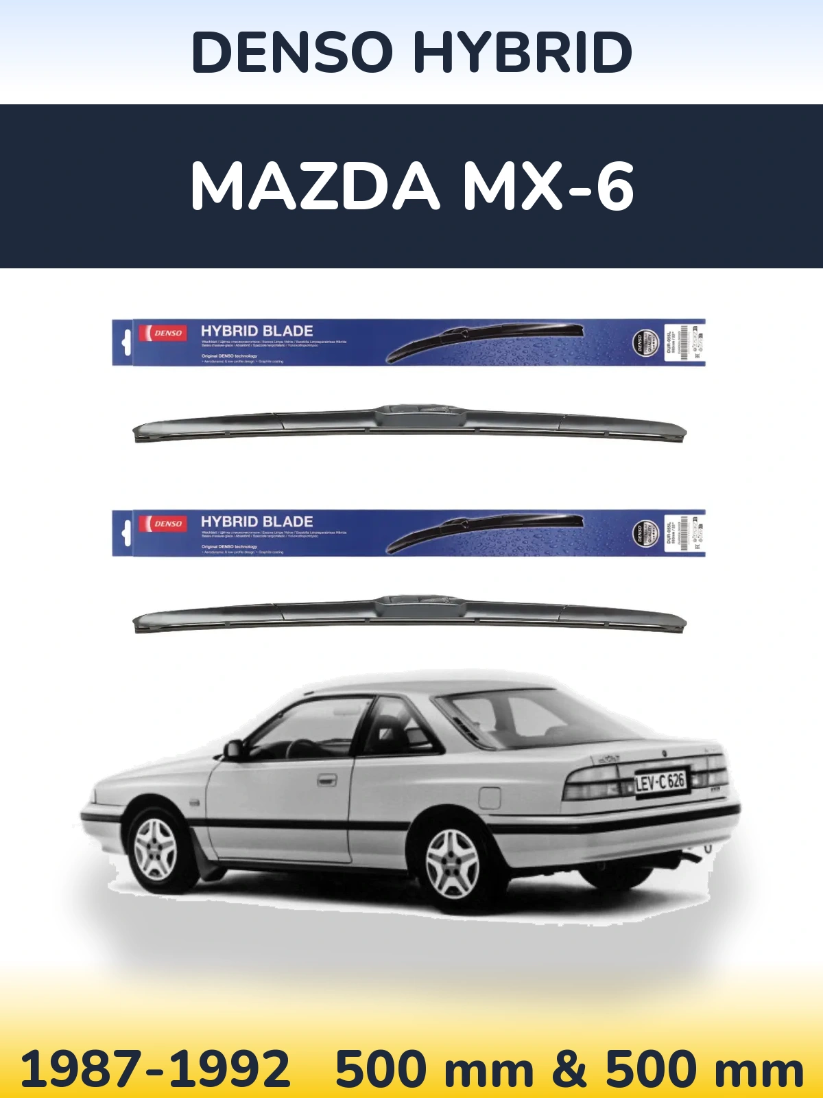 Komplet przednich wycieraczek Denso Hybrid 500 & 500 mm do Mazda MX-6 1987-1992