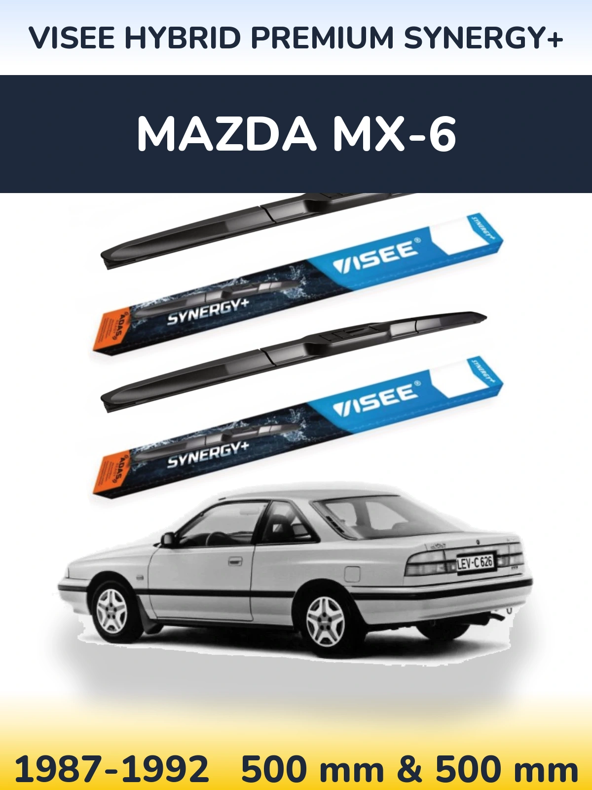 Komplet przednich wycieraczek VISEE HYBRID PREMIUM SYNERGY+ 500 & 500 mm do Mazda MX-6 1987-1992