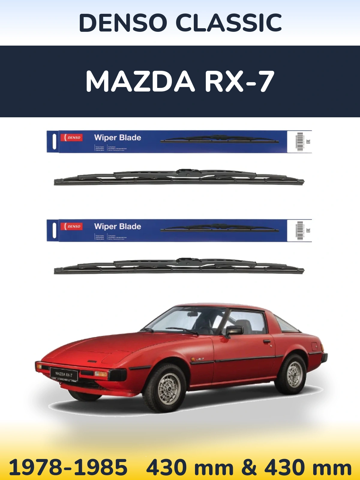 Komplet przednich wycieraczek Denso Classic 430 & 430 mm do Mazda RX-7 1978-1985