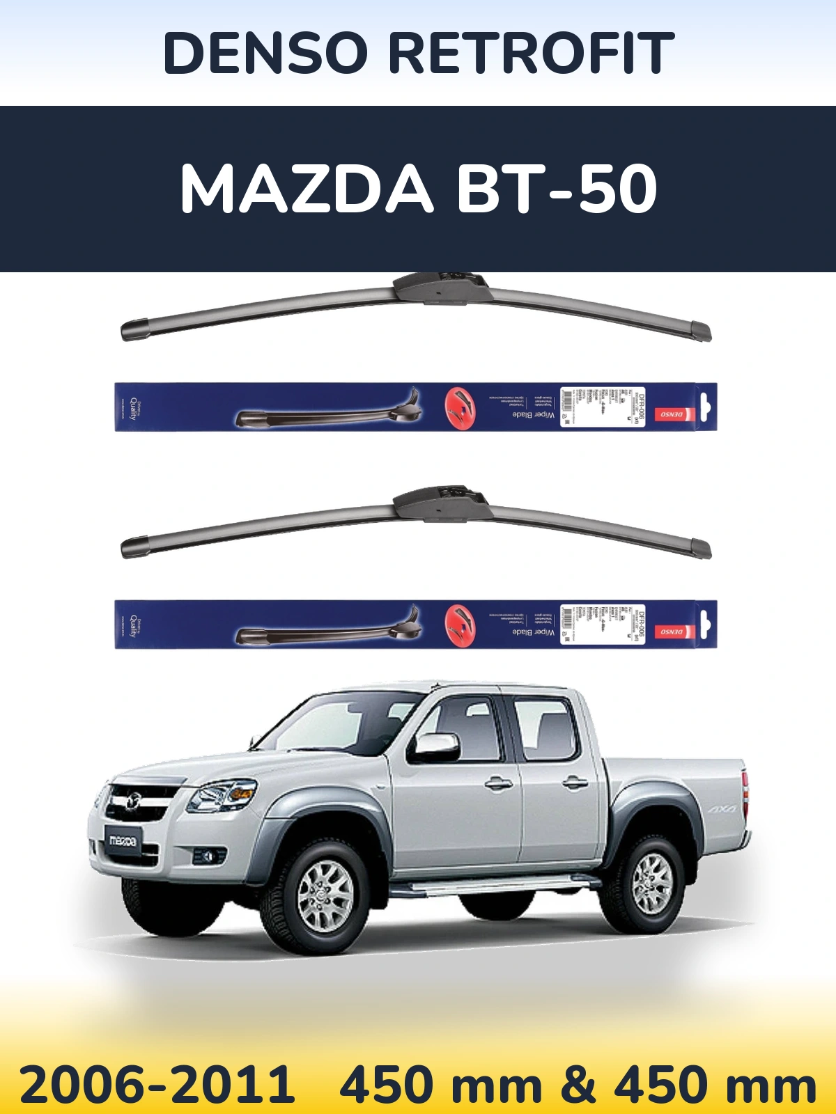 Komplet przednich wycieraczek Denso Retrofit 450 & 450 mm do Mazda BT-50 2006-2011
