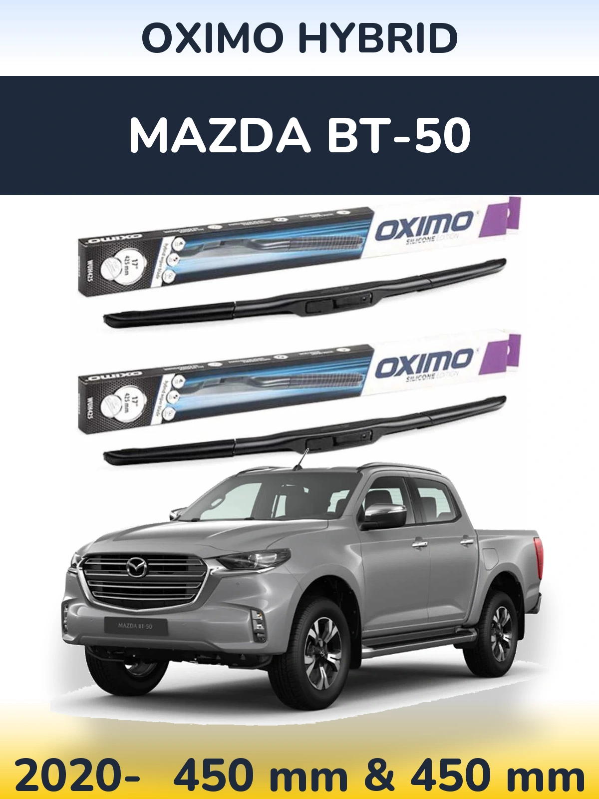 Komplet przednich wycieraczek Oximo Hybrid 450 & 450 mm do Mazda BT-50 2020-2026