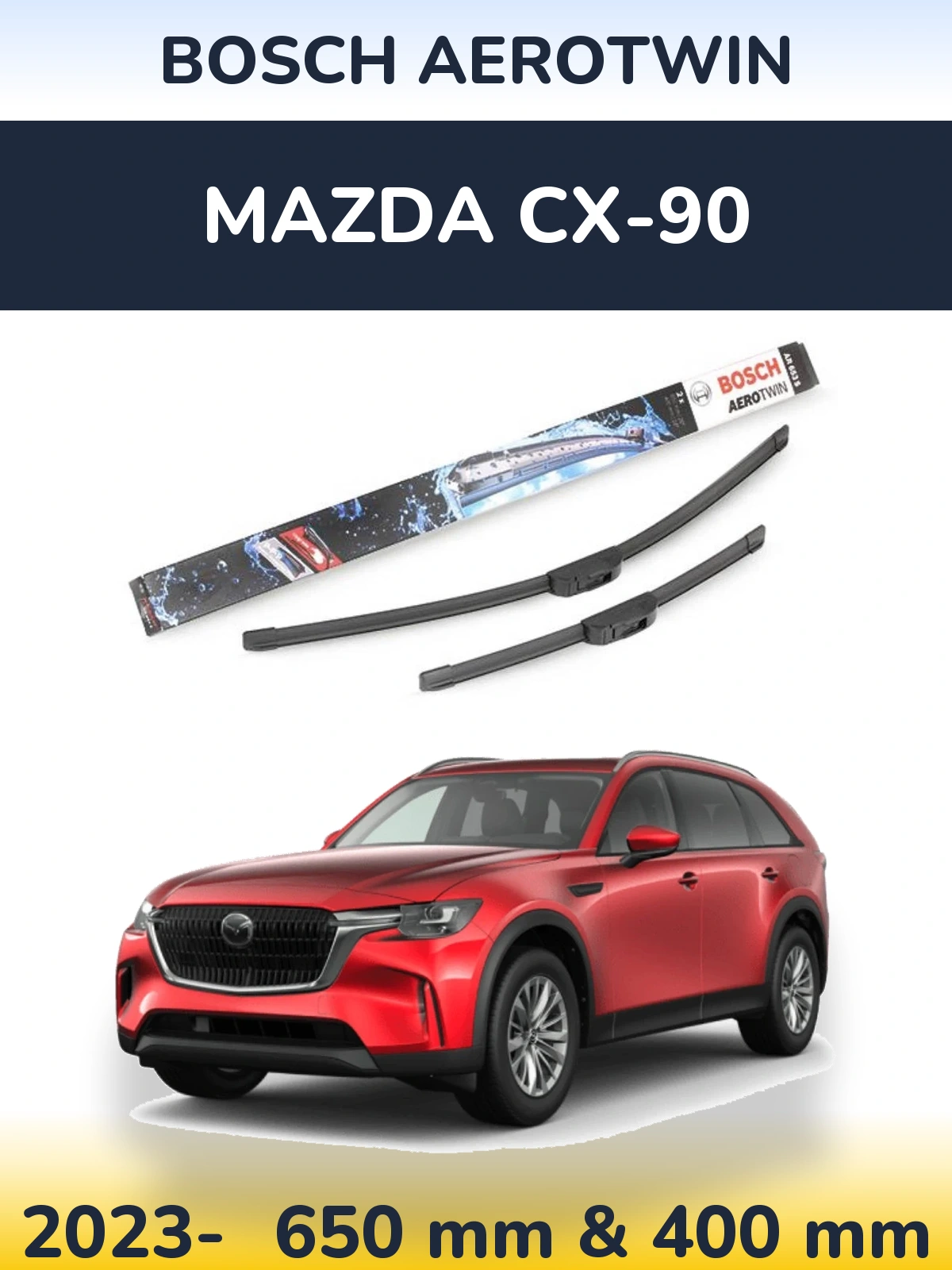 Komplet przednich wycieraczek BOSCH AeroTwin 650 & 400 mm do Mazda CX-90 2023-2026