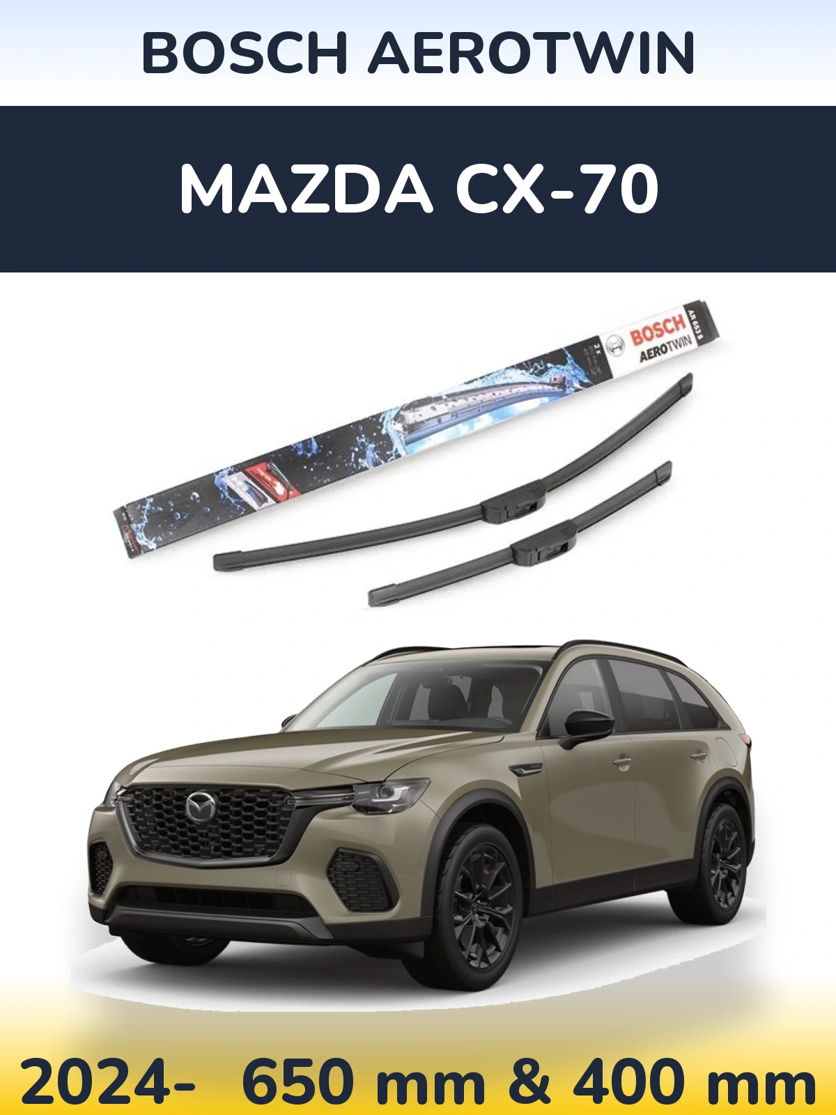 Komplet przednich wycieraczek BOSCH AeroTwin 650 & 400 mm do Mazda CX-70 2024-2026