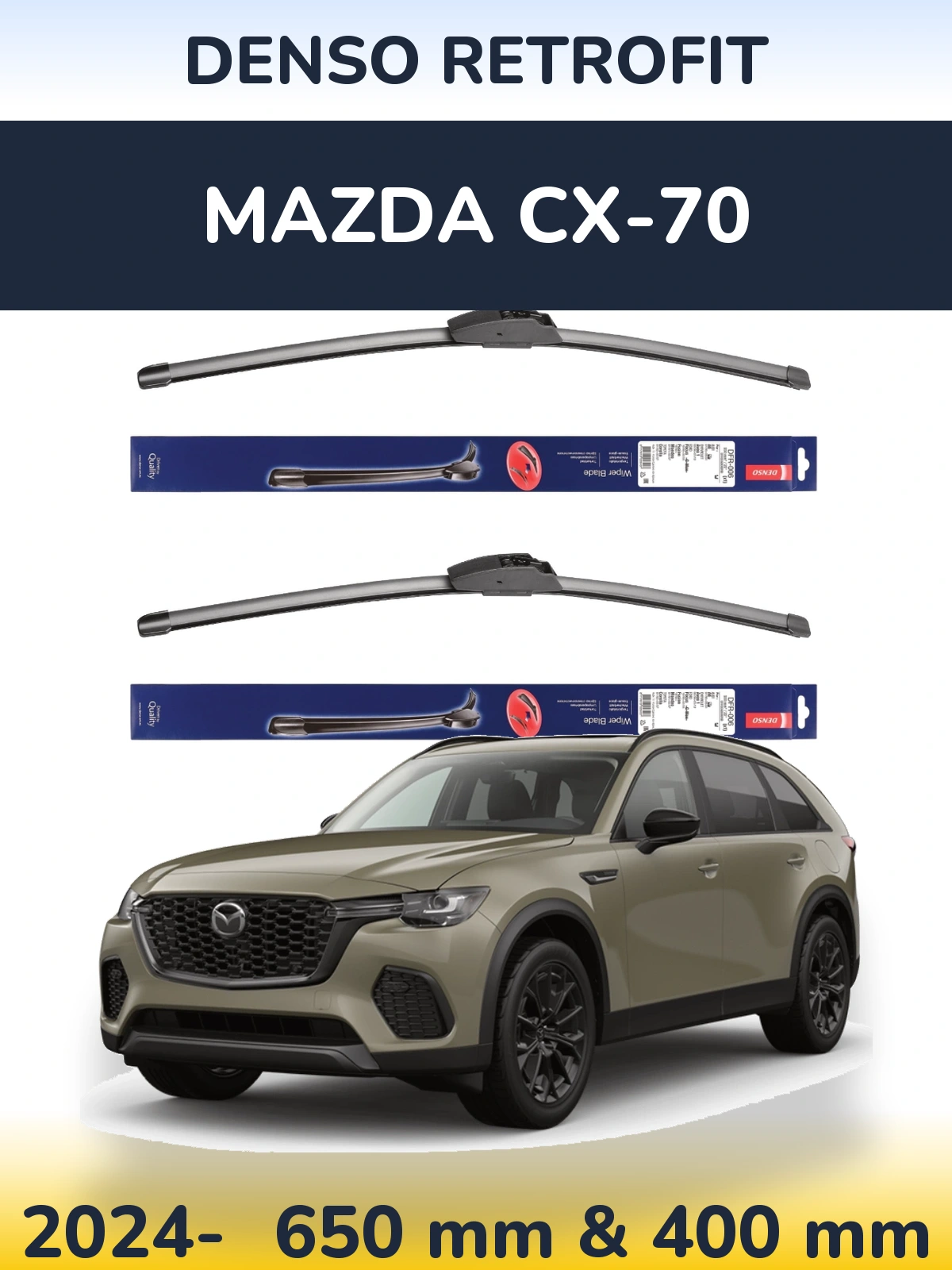 Komplet przednich wycieraczek Denso Retrofit 650 & 400 mm do Mazda CX-70 2024-2026