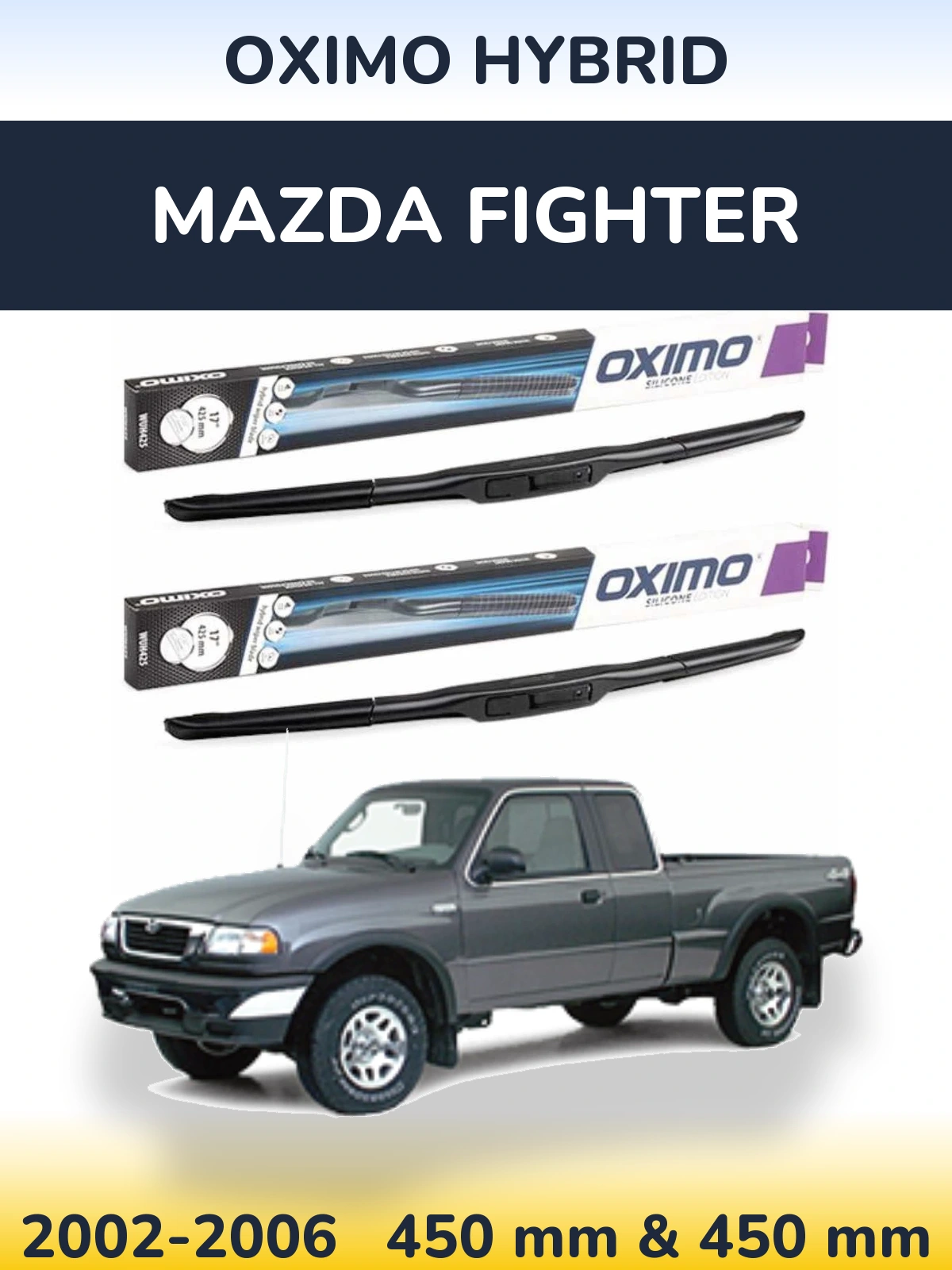 Комплект передних дворников Oximo Hybrid 450 & 450 мм для Mazda Fighter 2002-2006