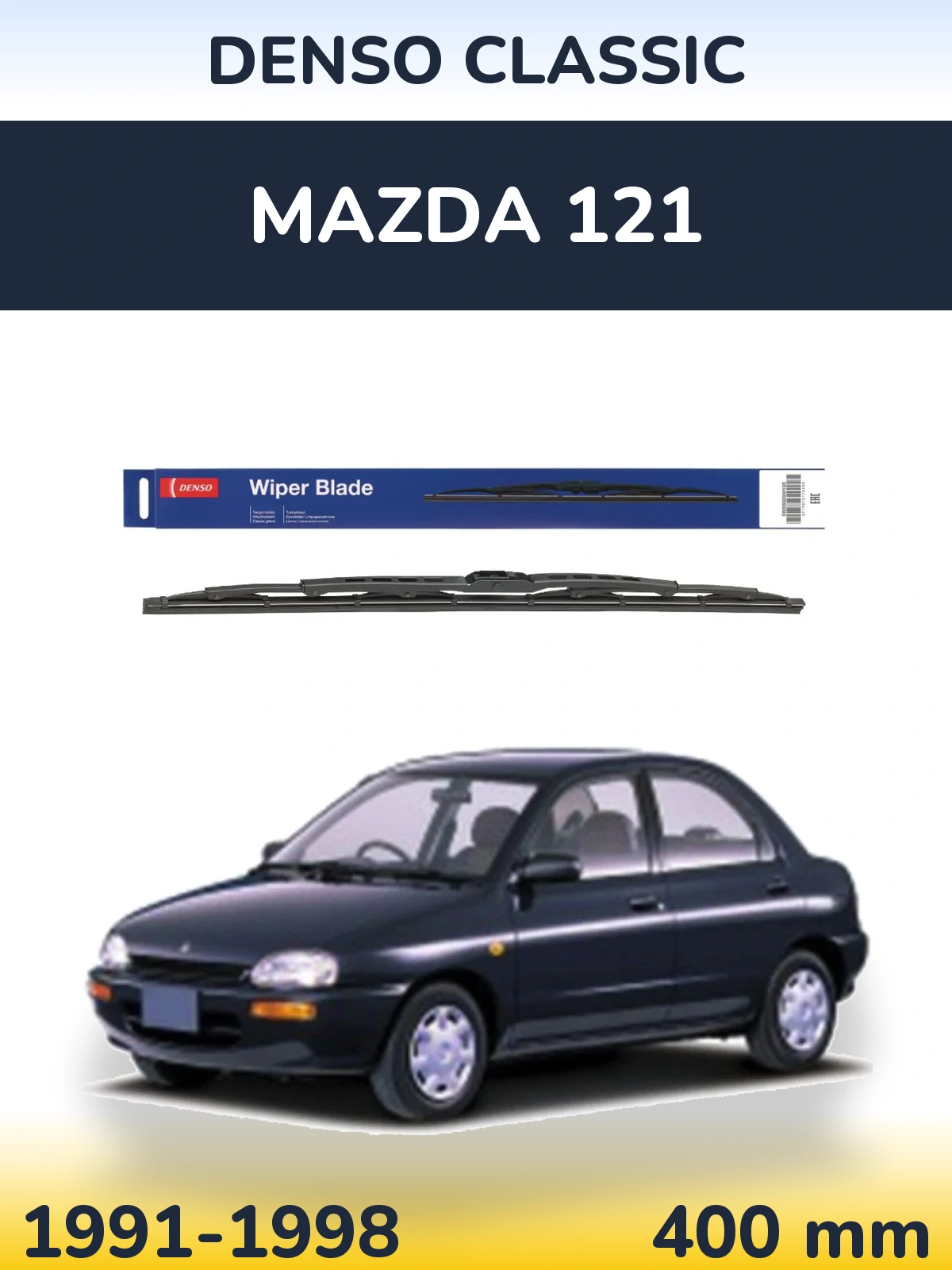 Rear wiper blade Denso Classic 400 mm for Mazda 121 1991-1998