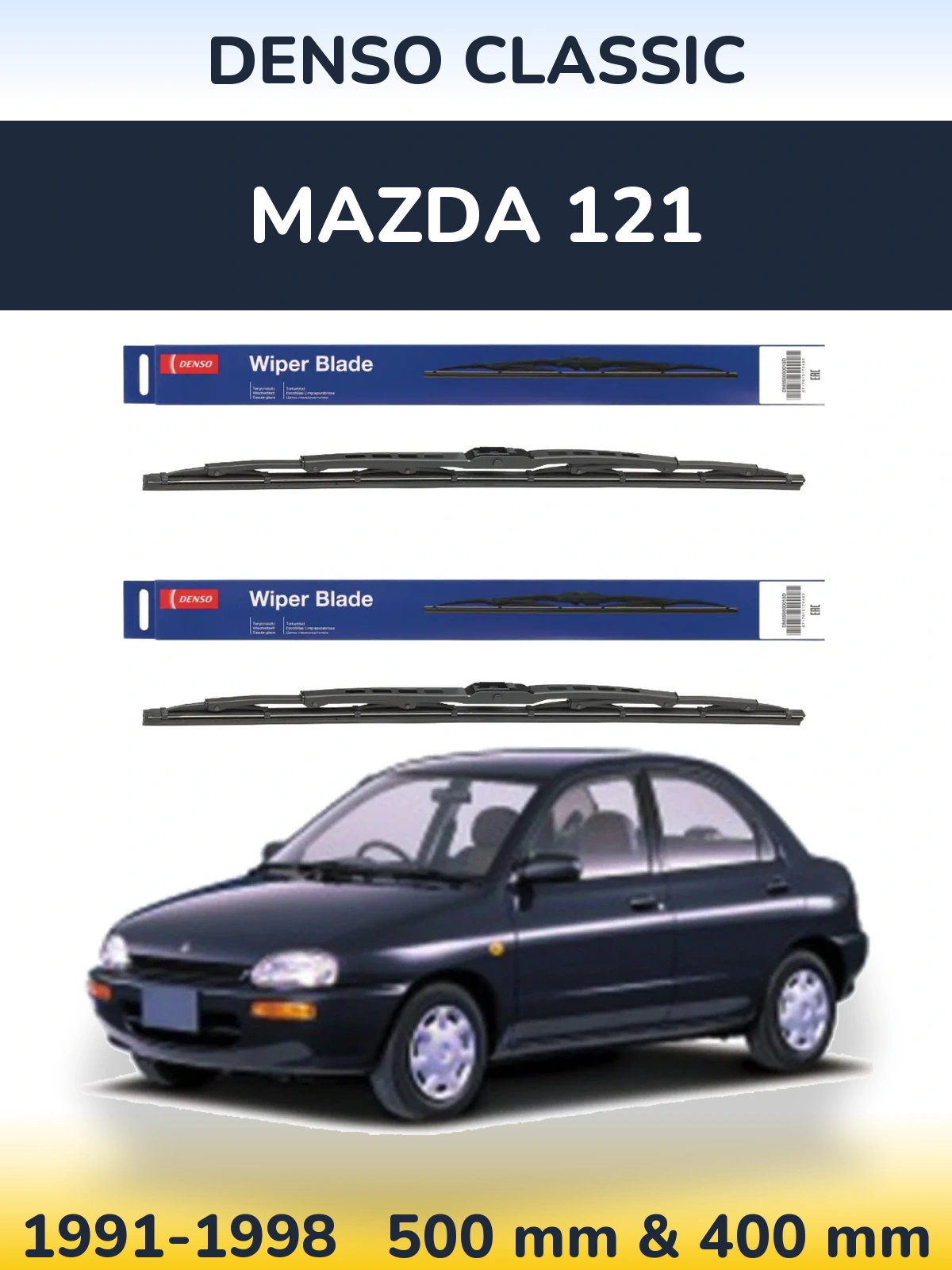 Комплект передних дворников Denso Classic 500 & 400 мм для Mazda 121 1991-1998
