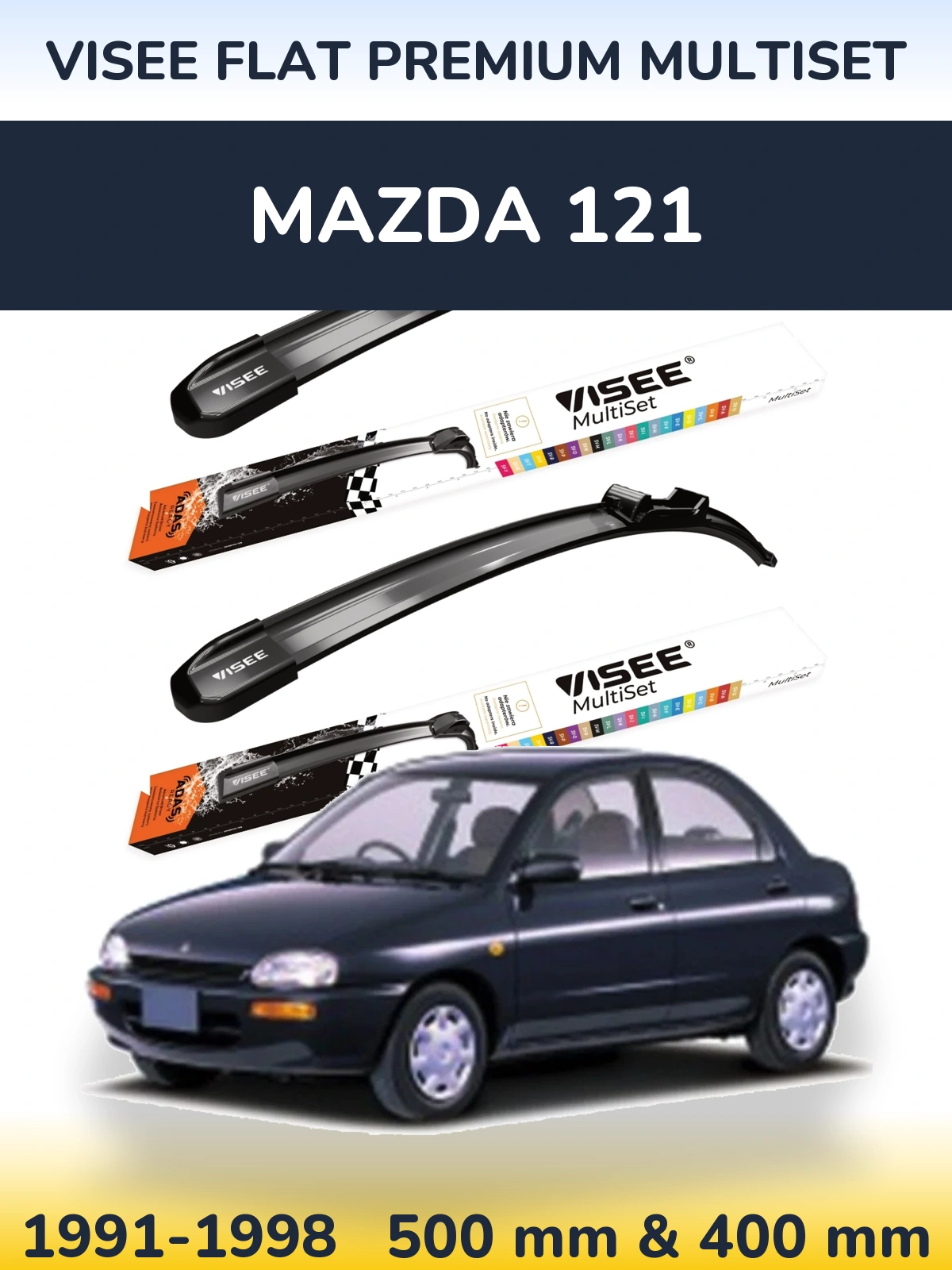 Комплект передних дворников VISEE FLAT PREMIUM MultiSet 500 & 400 мм для Mazda 121 1991-1998