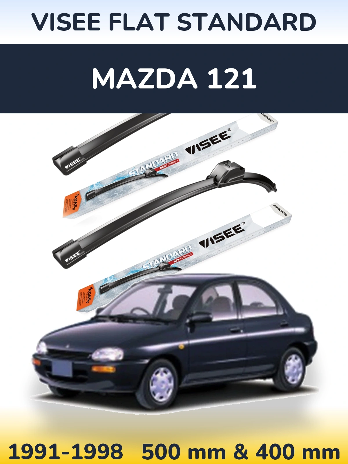Комплект передних дворников VISEE FLAT STANDARD 500 & 400 мм для Mazda 121 1991-1998