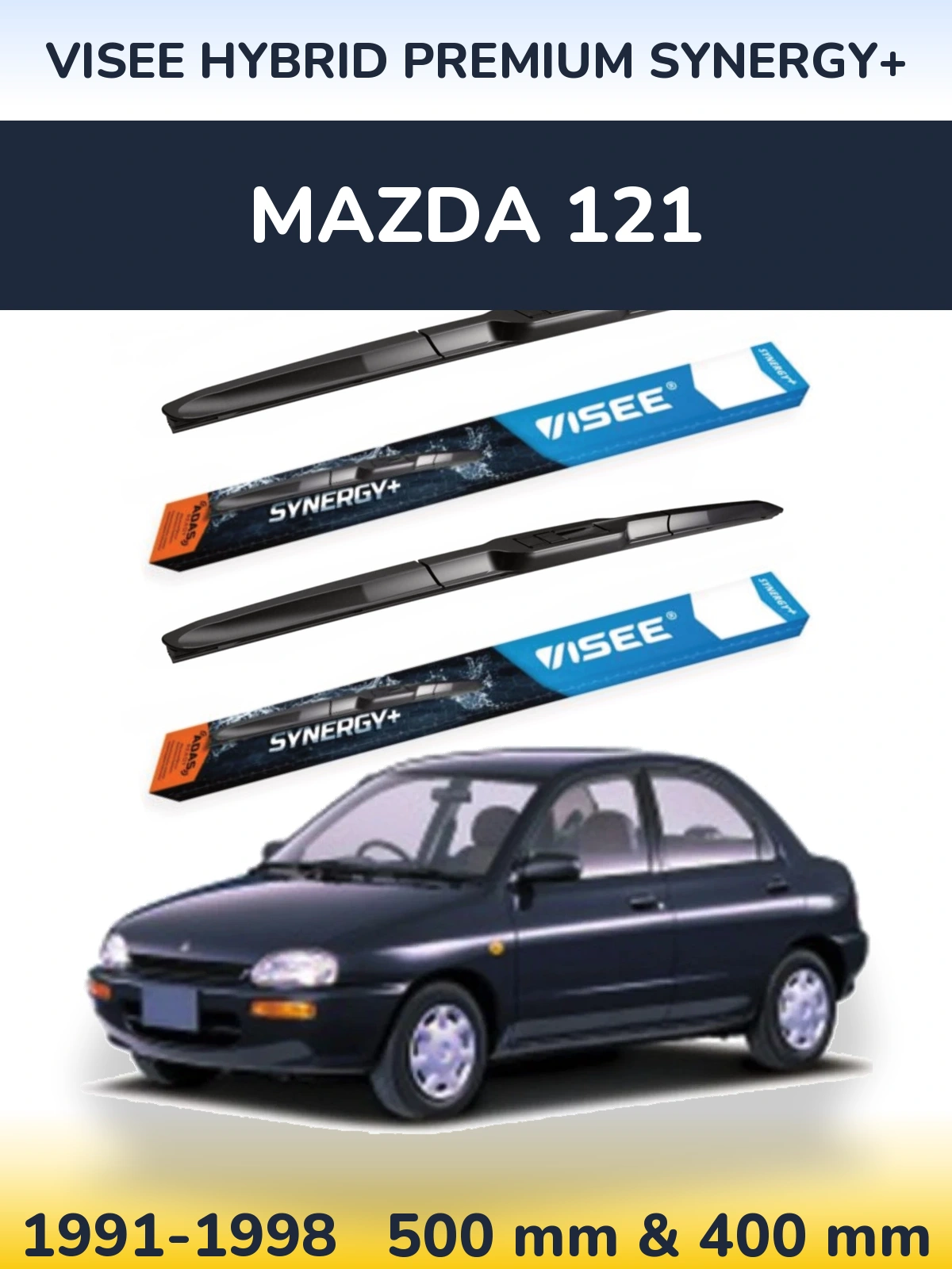 Комплект передних дворников VISEE HYBRID PREMIUM SYNERGY+ 500 & 400 мм для Mazda 121 1991-1998