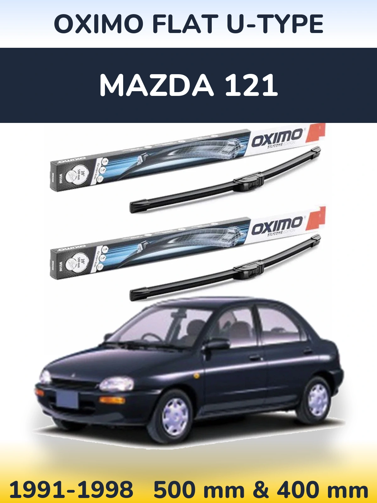 Комплект передних дворников Oximo Flat U-type 500 & 400 мм для Mazda 121 1991-1998