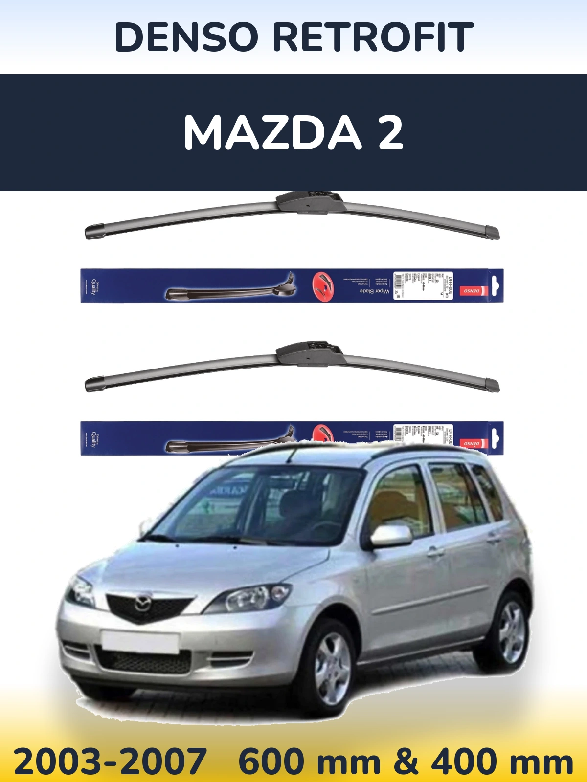 Комплект передних дворников Denso Retrofit 600 & 400 мм для Mazda 2 2003-2007