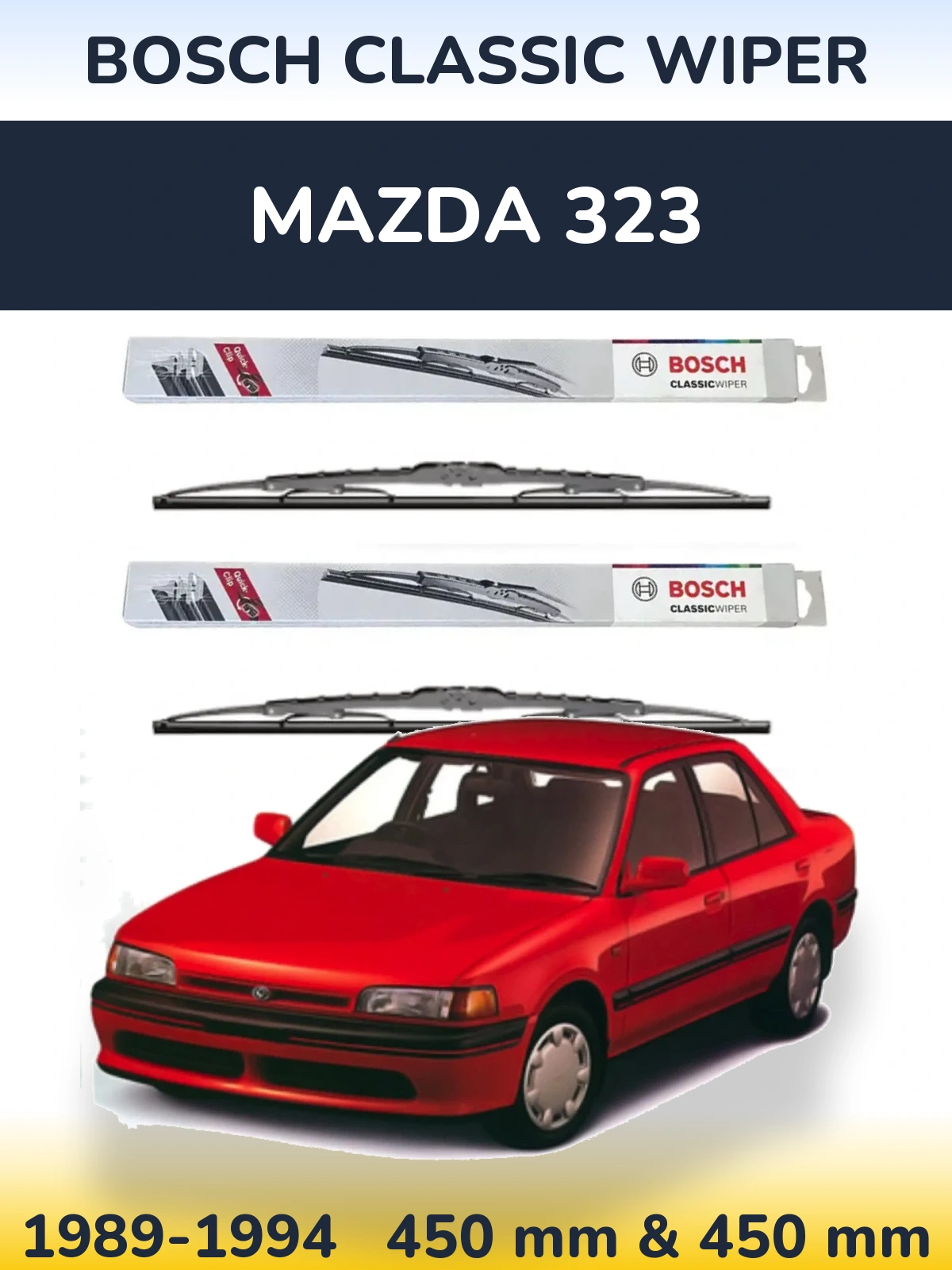 Komplet przednich wycieraczek BOSCH Classic Wiper 450 & 450 mm do Mazda 323 1989-1994
