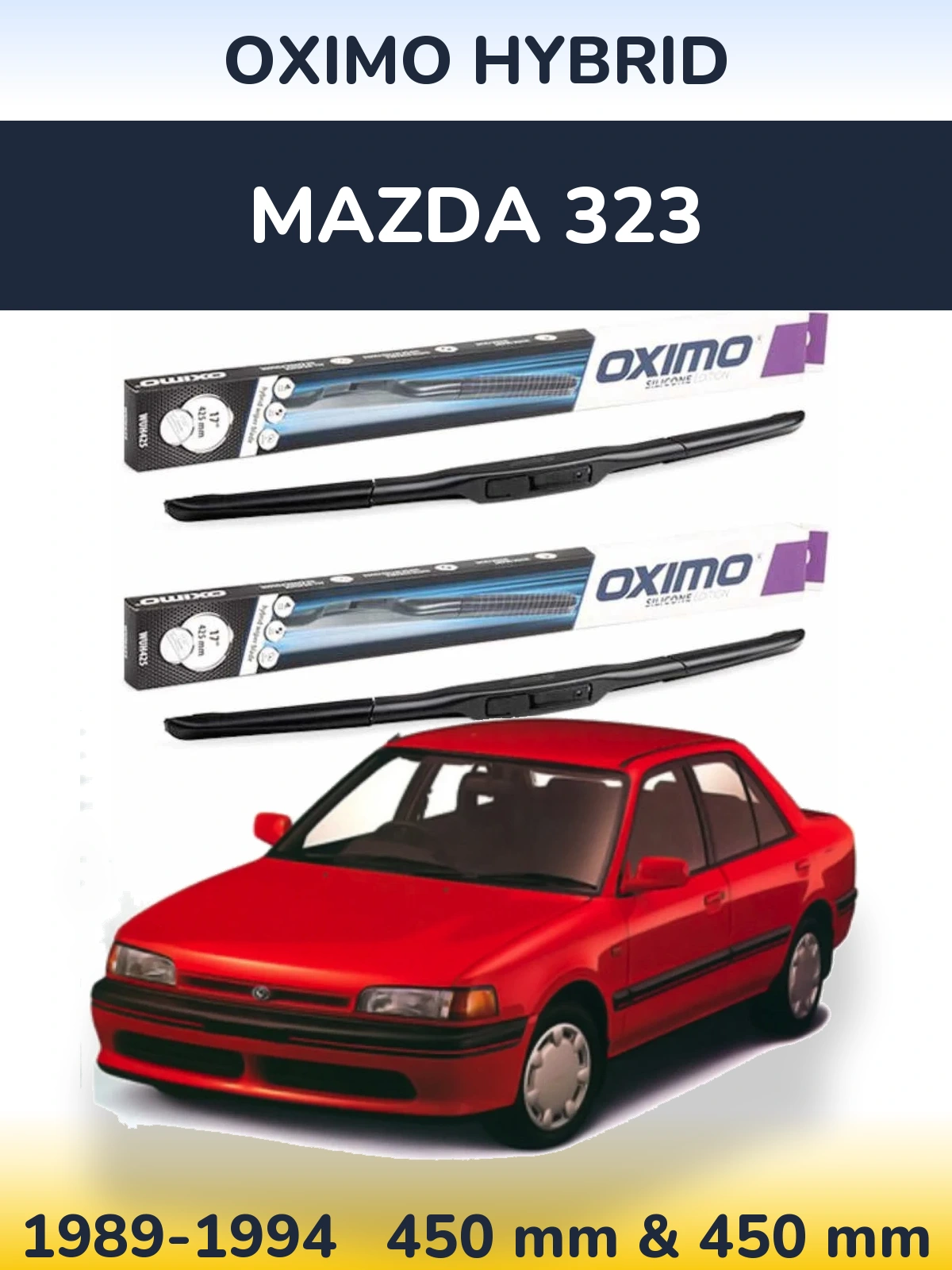 Komplet przednich wycieraczek Oximo Hybrid 450 & 450 mm do Mazda 323 1989-1994