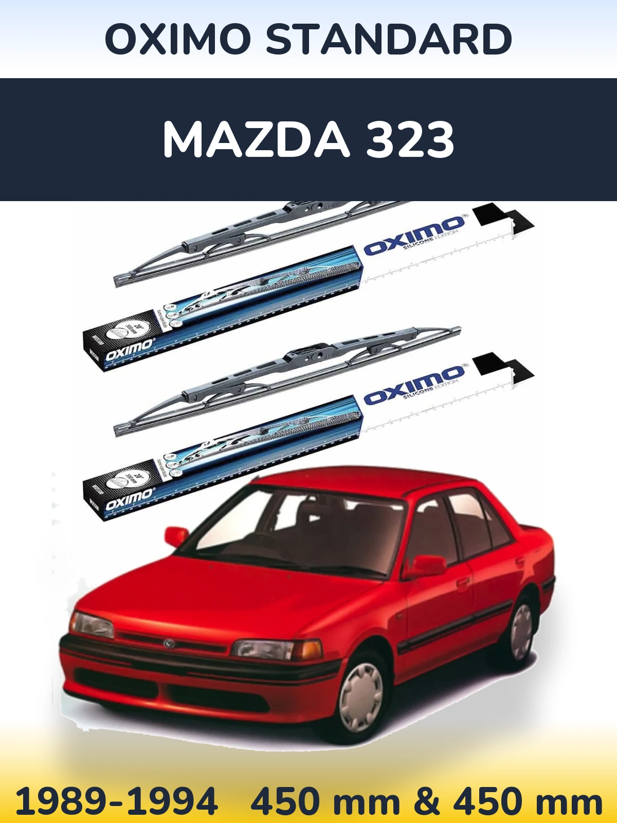 Komplet przednich wycieraczek Oximo Standard 450 & 450 mm do Mazda 323 1989-1994