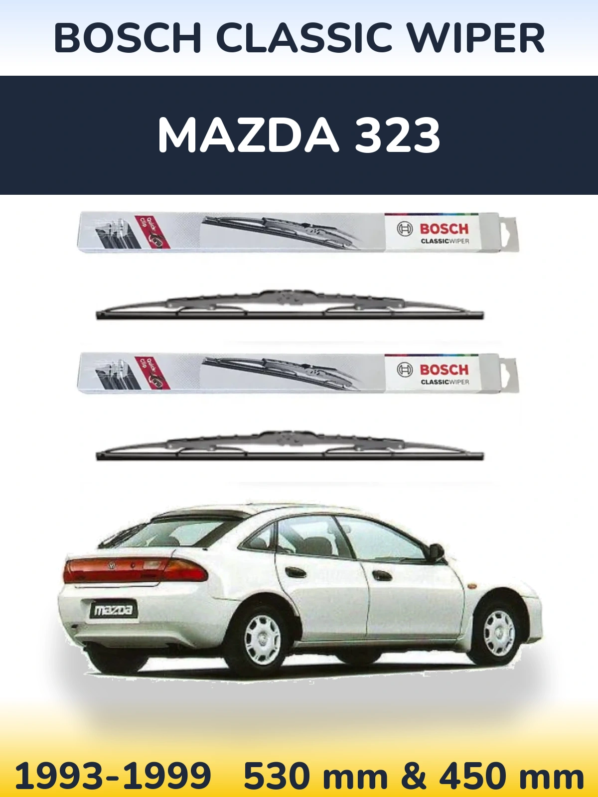 Комплект передних дворников BOSCH Classic Wiper 530 & 450 мм для Mazda 323 1993-1999