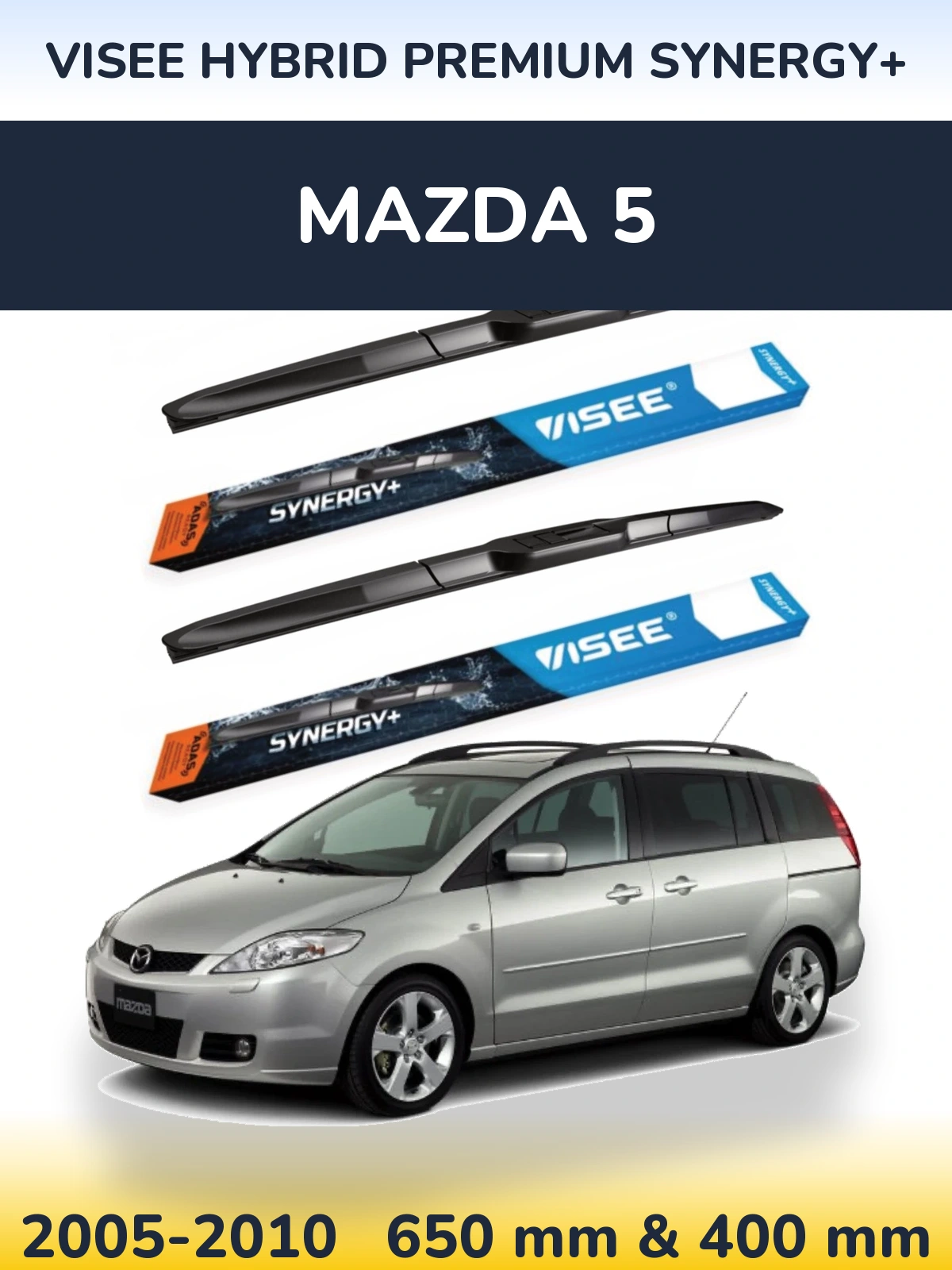 Комплект передних дворников VISEE HYBRID PREMIUM SYNERGY+ 650 & 400 мм для Mazda 5 2005-2010
