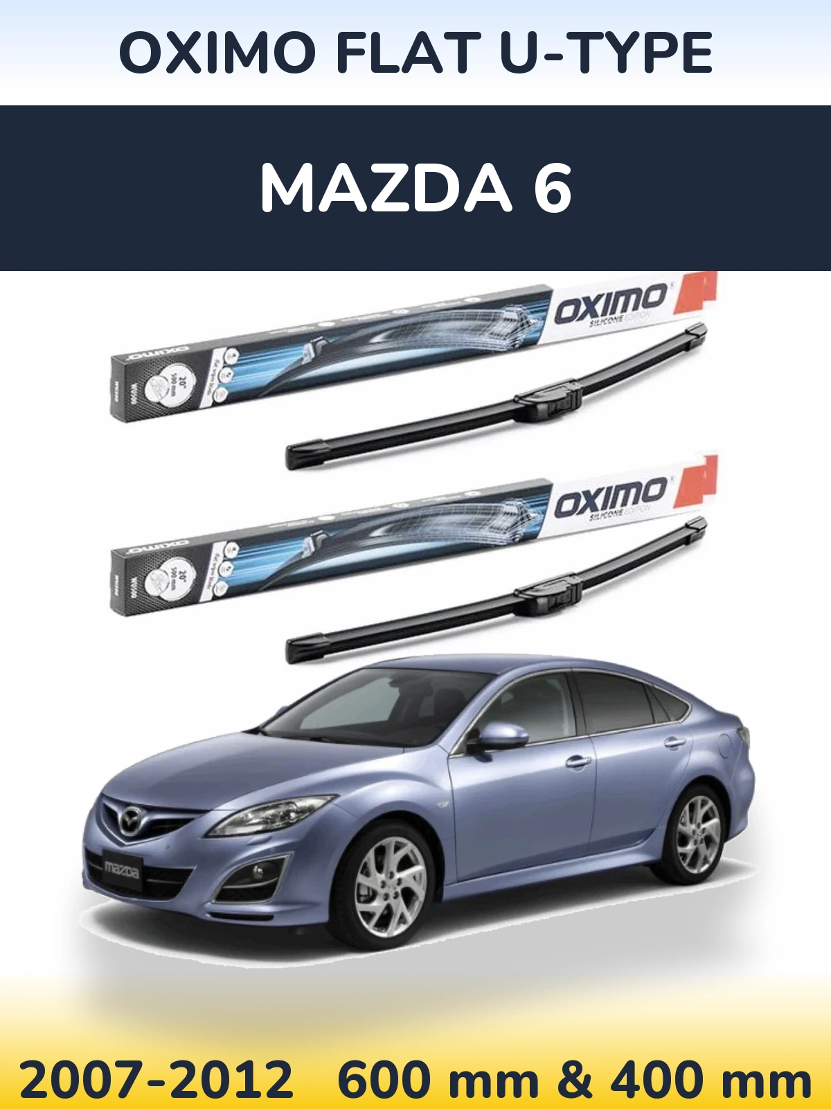 Комплект передних дворников Oximo Flat U-type 600 & 400 мм для Mazda 6 2007-2012