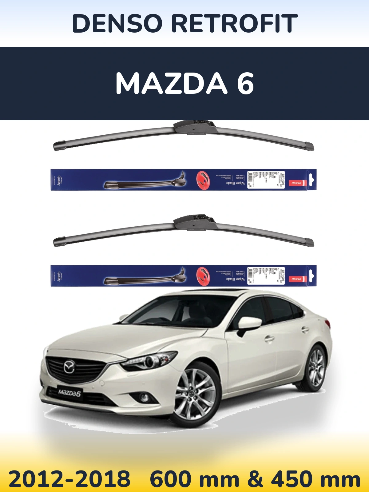 Komplet przednich wycieraczek Denso Retrofit 600 & 450 mm do Mazda 6 2012-2018