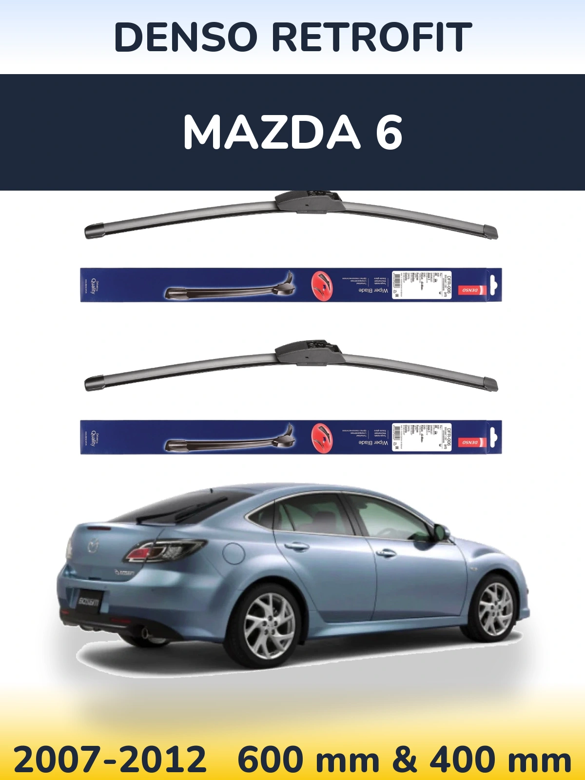 Komplet przednich wycieraczek Denso Retrofit 600 & 400 mm do Mazda 6 2007-2012